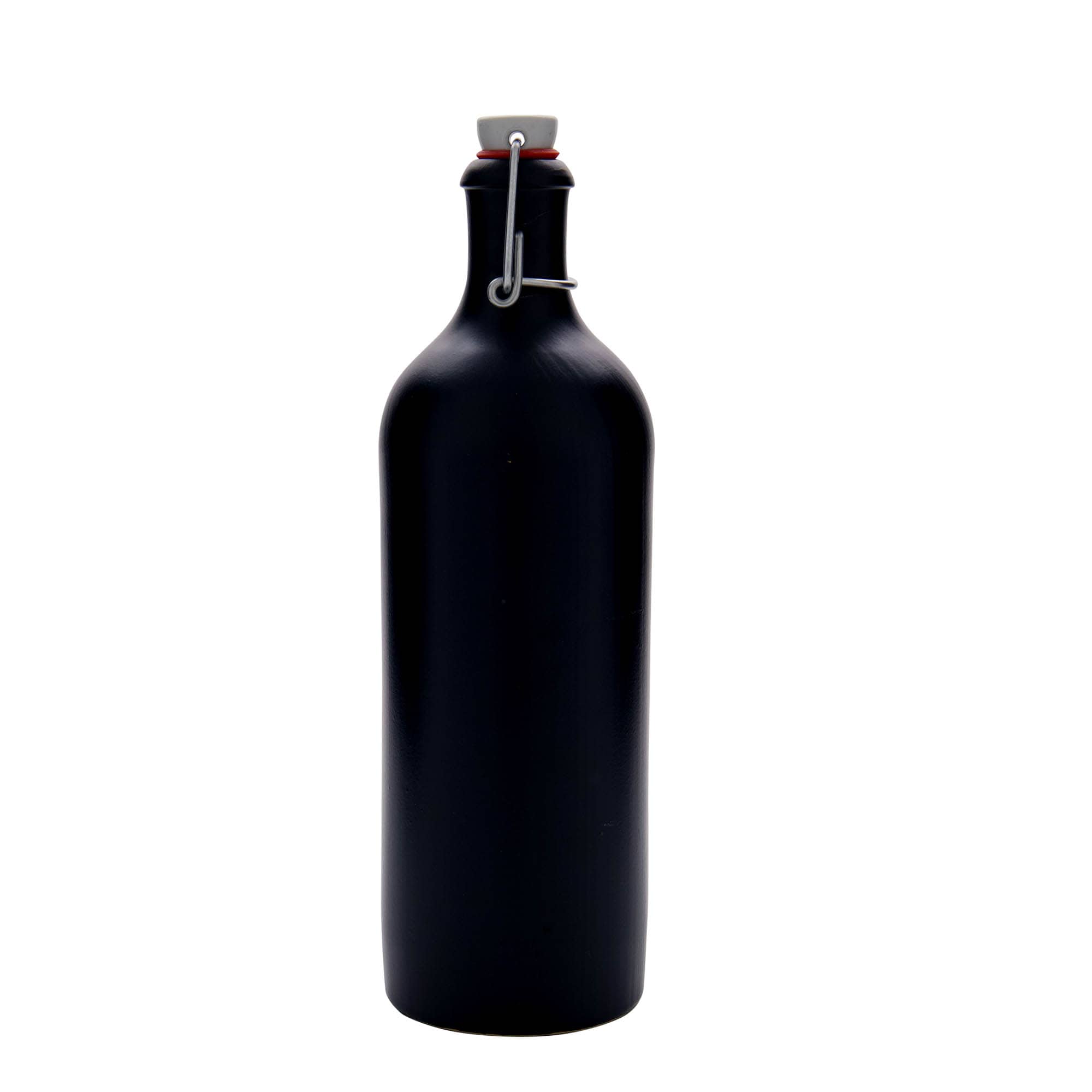 750 ml glineni vrč, kamnina, črn, odprtina: s sponko zapiranje