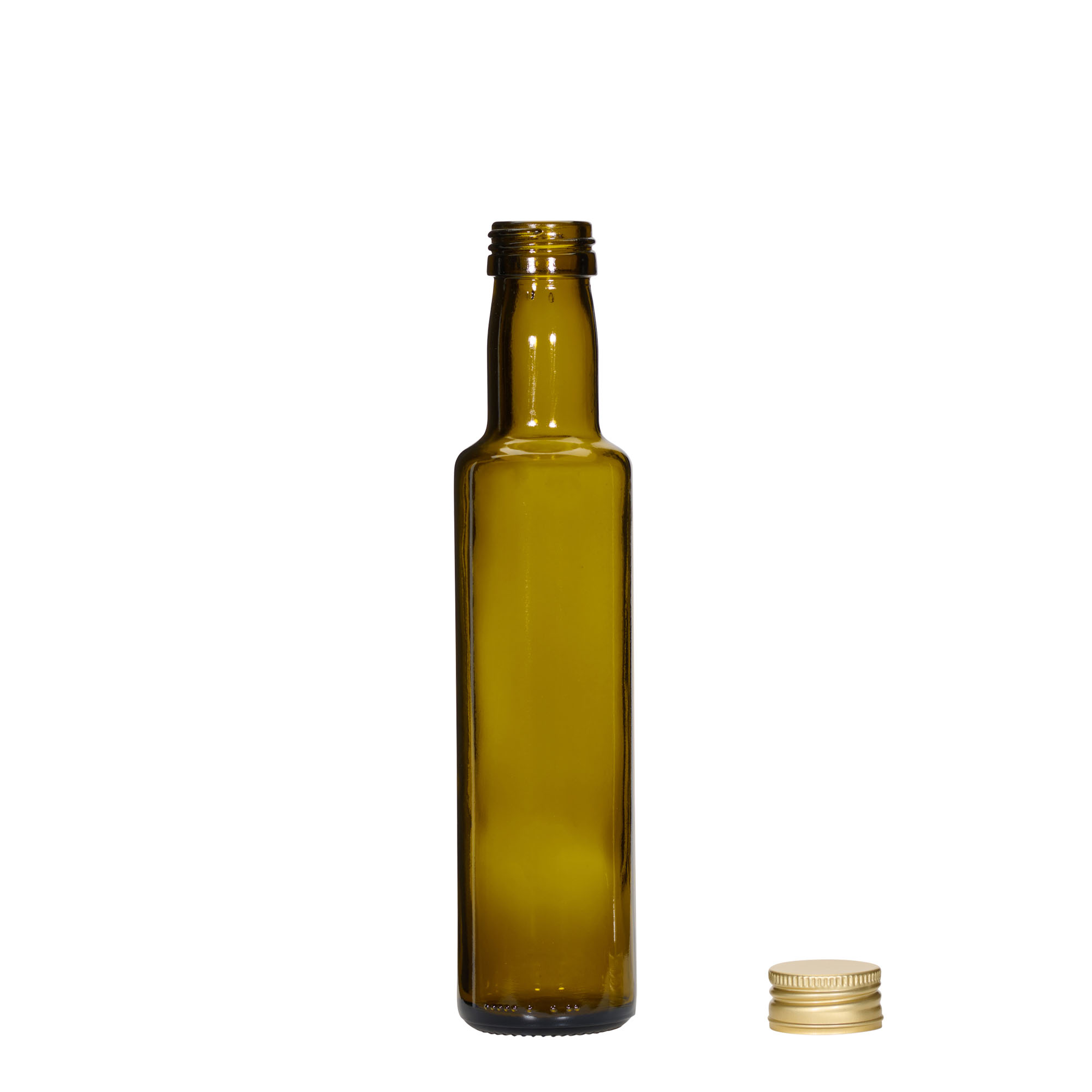 250 ml steklena steklenica »Dorica«, antično zelena, ustje: PP 31,5