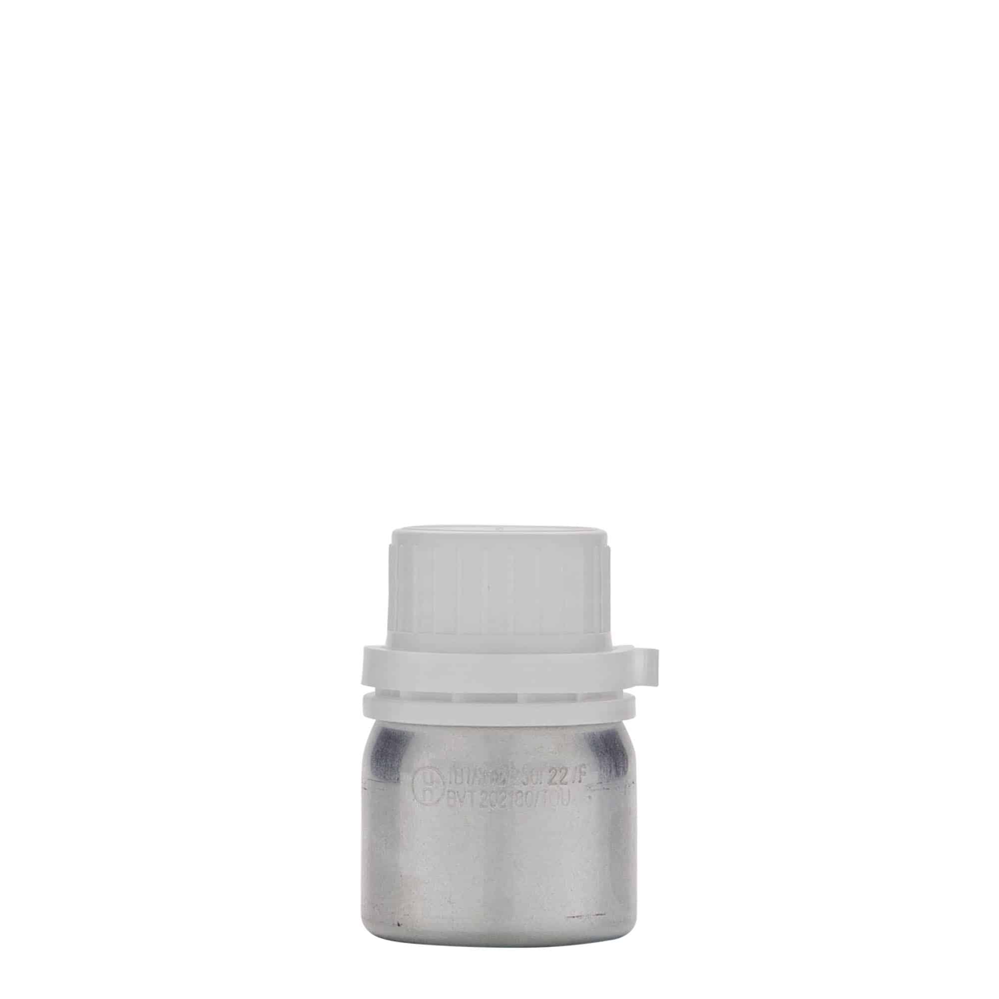 50 ml aluminijasta steklenička, kovina, srebrna, odprtina: DIN 32