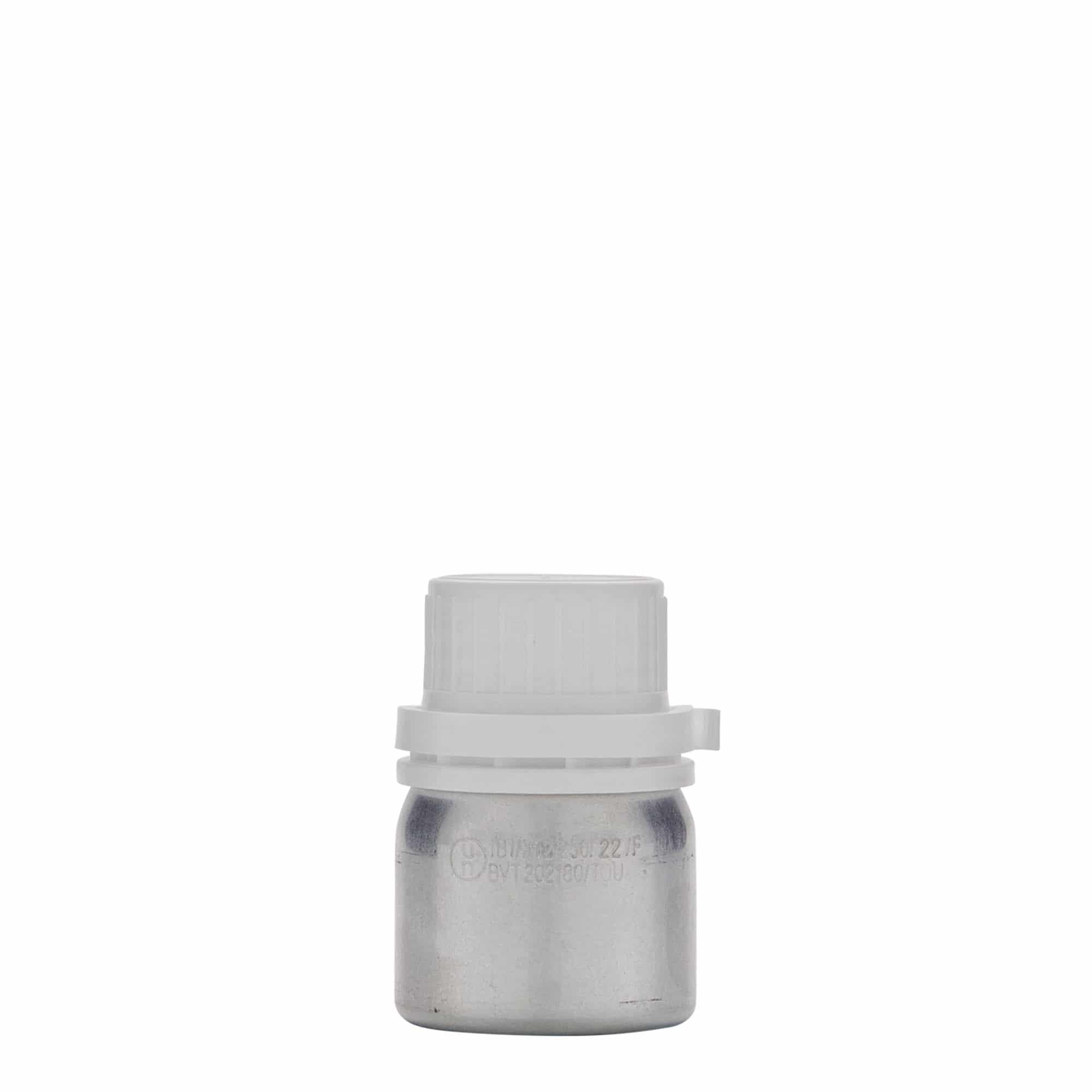 50 ml aluminijasta steklenička, kovina, srebrna, odprtina: DIN 32
