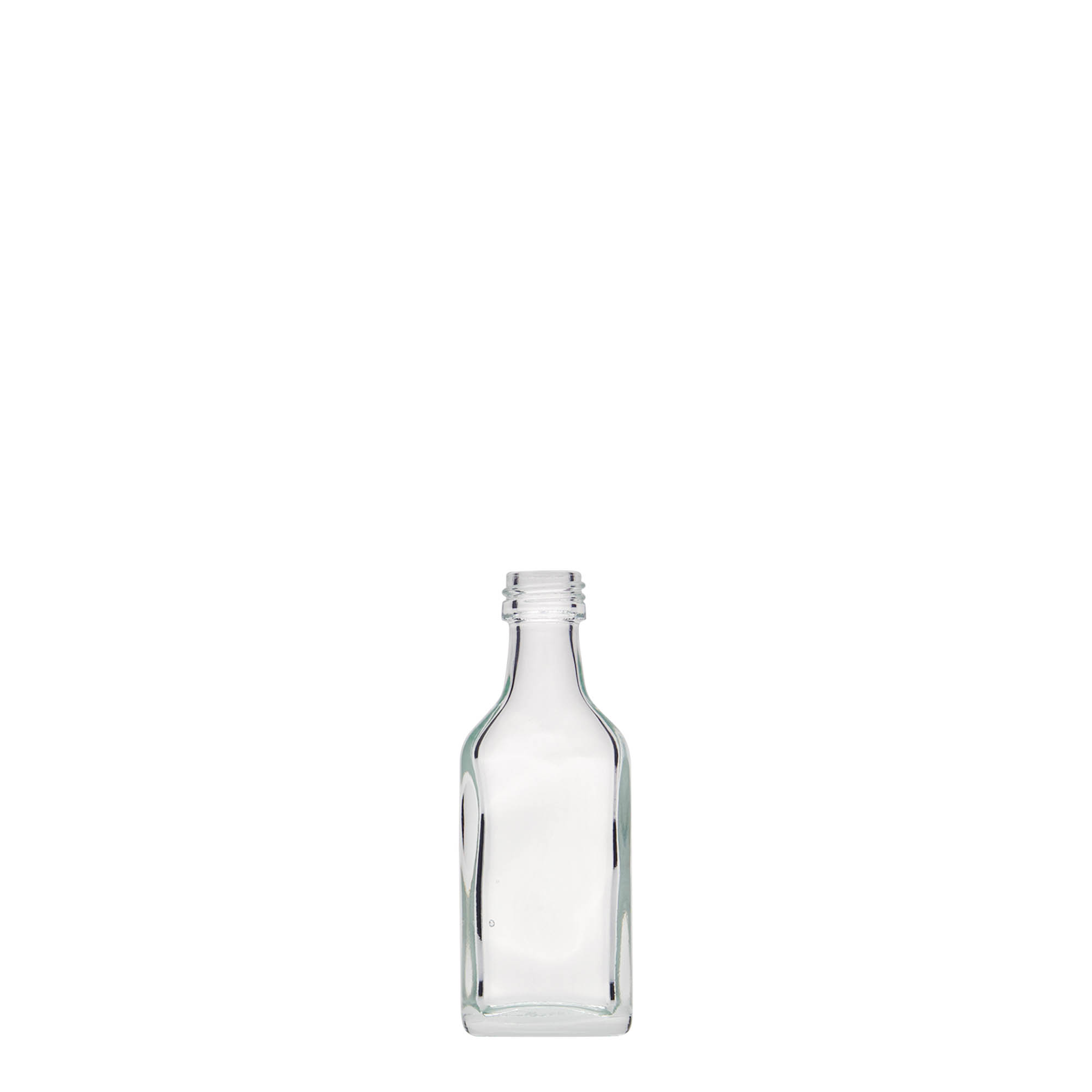 20 ml žepna steklenička, pravokotna, steklo, odprtina: PP 18 20 ml žepna steklenička, pravokotna, steklo, odprtina: PP 18