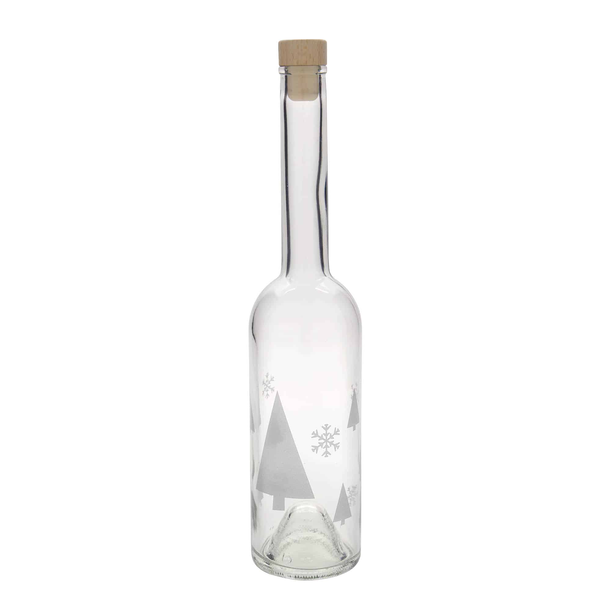 500 ml steklena steklenica »Opera«, motiv: snežinke, ustje: pluta