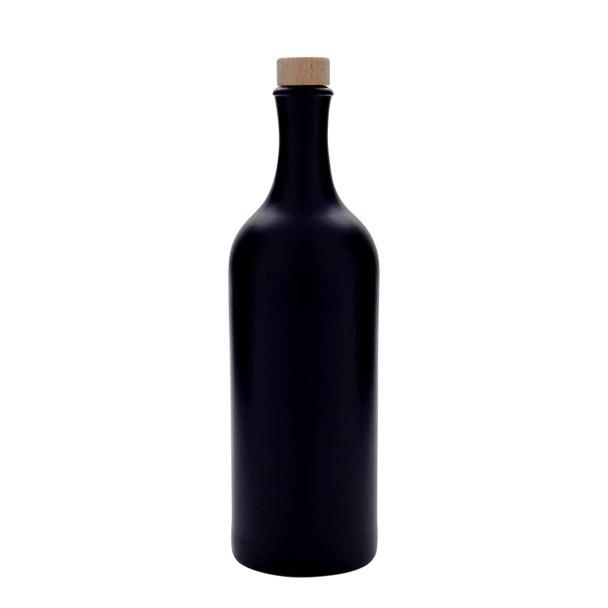 750 ml lončeni vrč z dolgim grlom, lončevina, črna, motiv: pluta