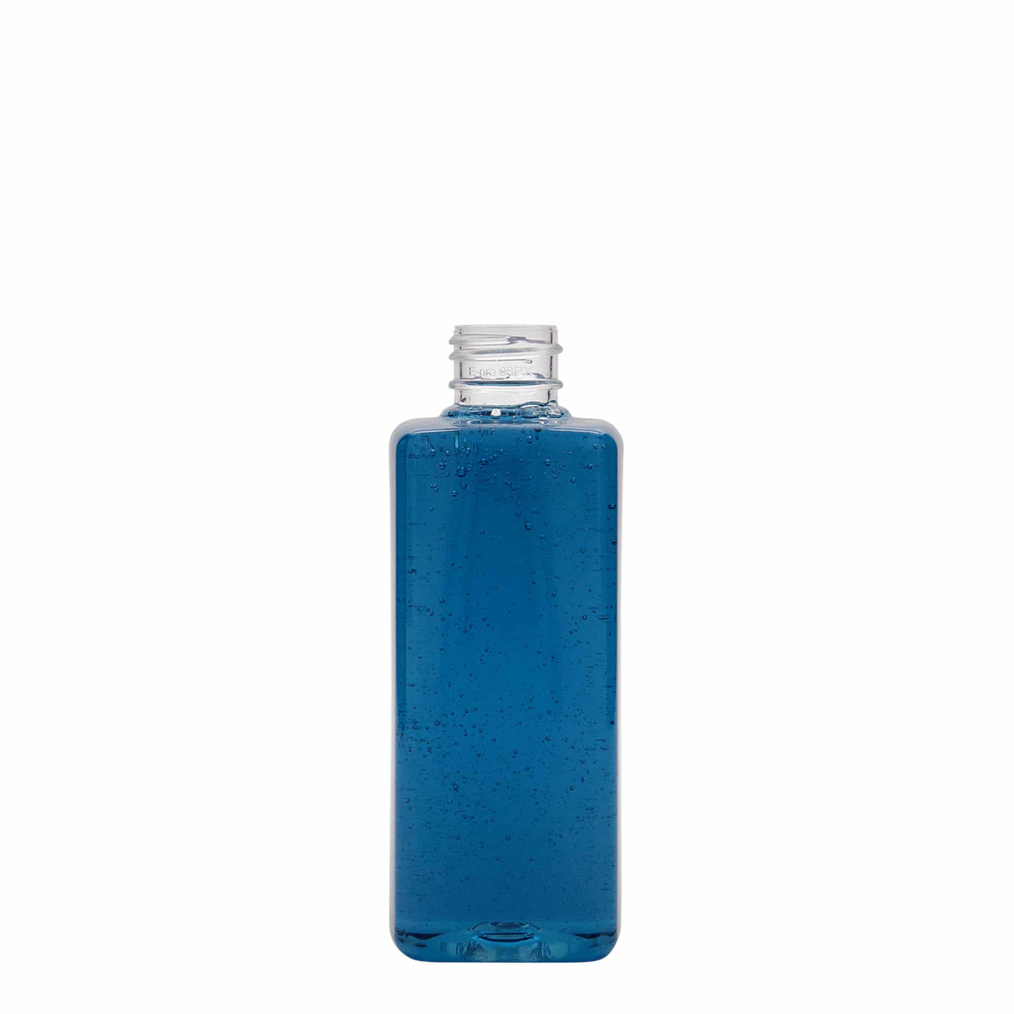 200 ml steklenica iz PET plastike »Karl«, kvadratna, plastika, ustje: GPI 24/410