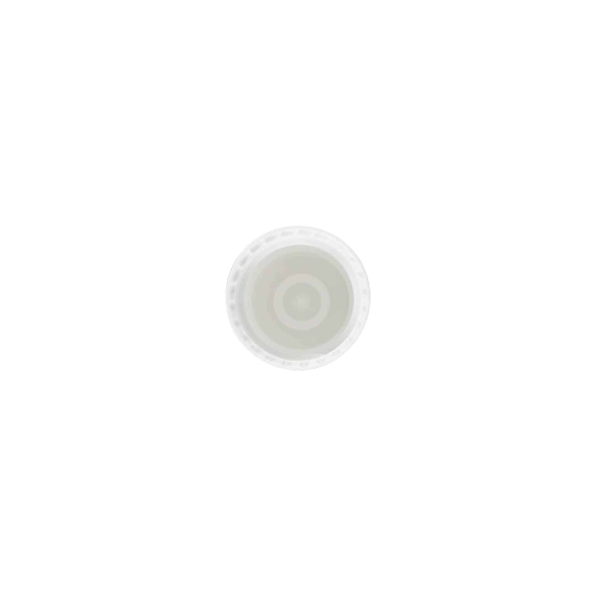 Pokrovček za 10 ml steklenico z roll-onom, plastika PP, bela, za ustje: navojni zamašek