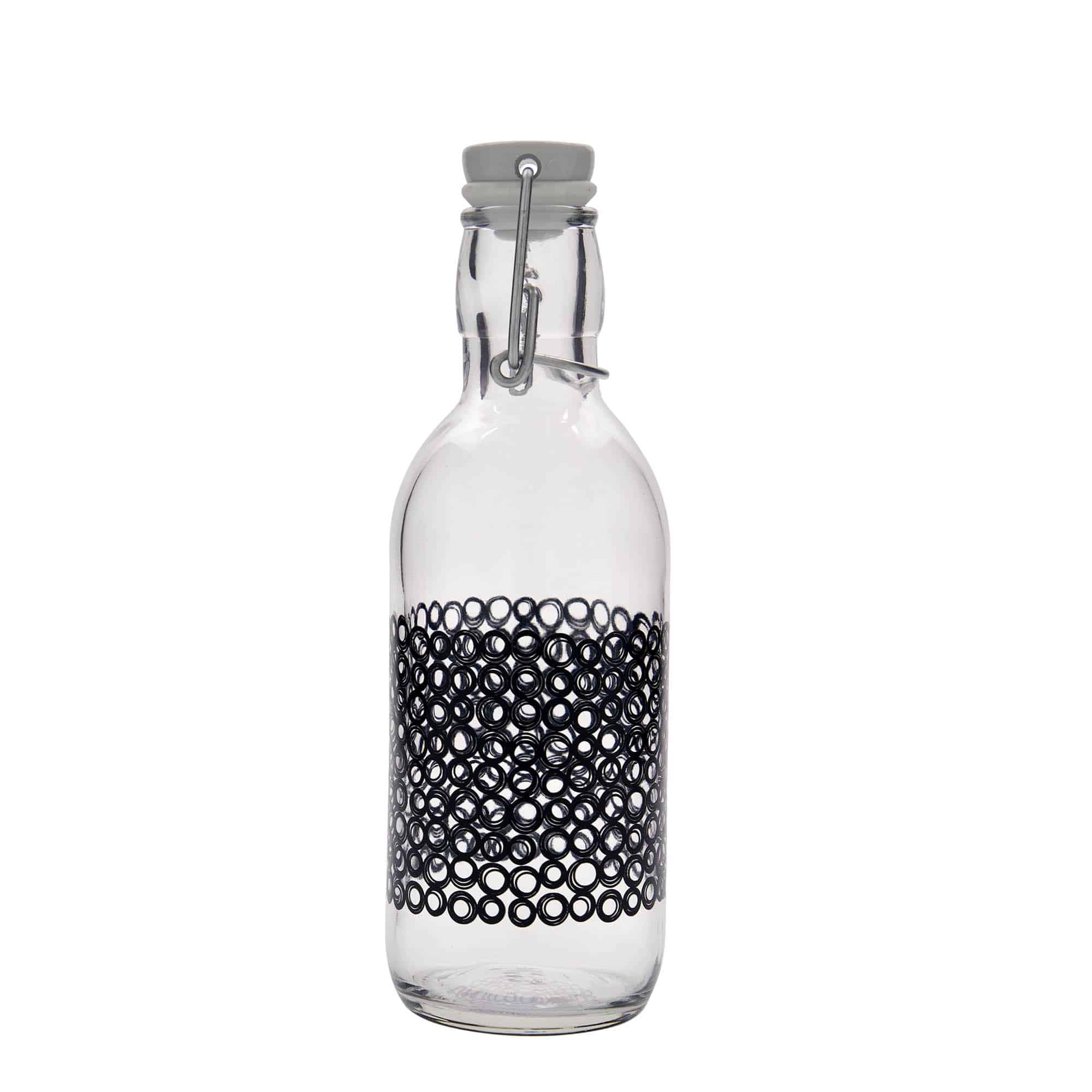 500 ml steklena steklenica »Emilia«, motiv: Circola nero, ustje: zamašek s tesnilom