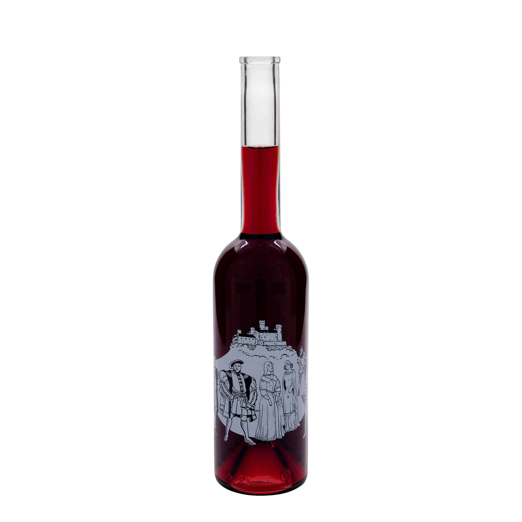 500 ml steklena steklenica »Opera«, motiv: srednji vek, ustje: pluta