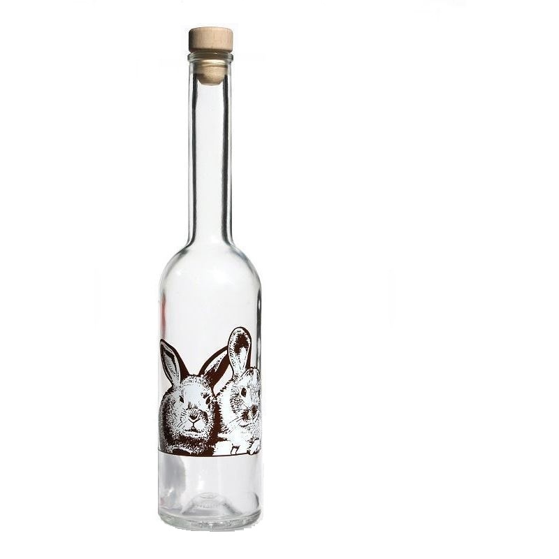 500 ml steklena steklenica 'Opera', motiv: zajec, odprtina: pluta