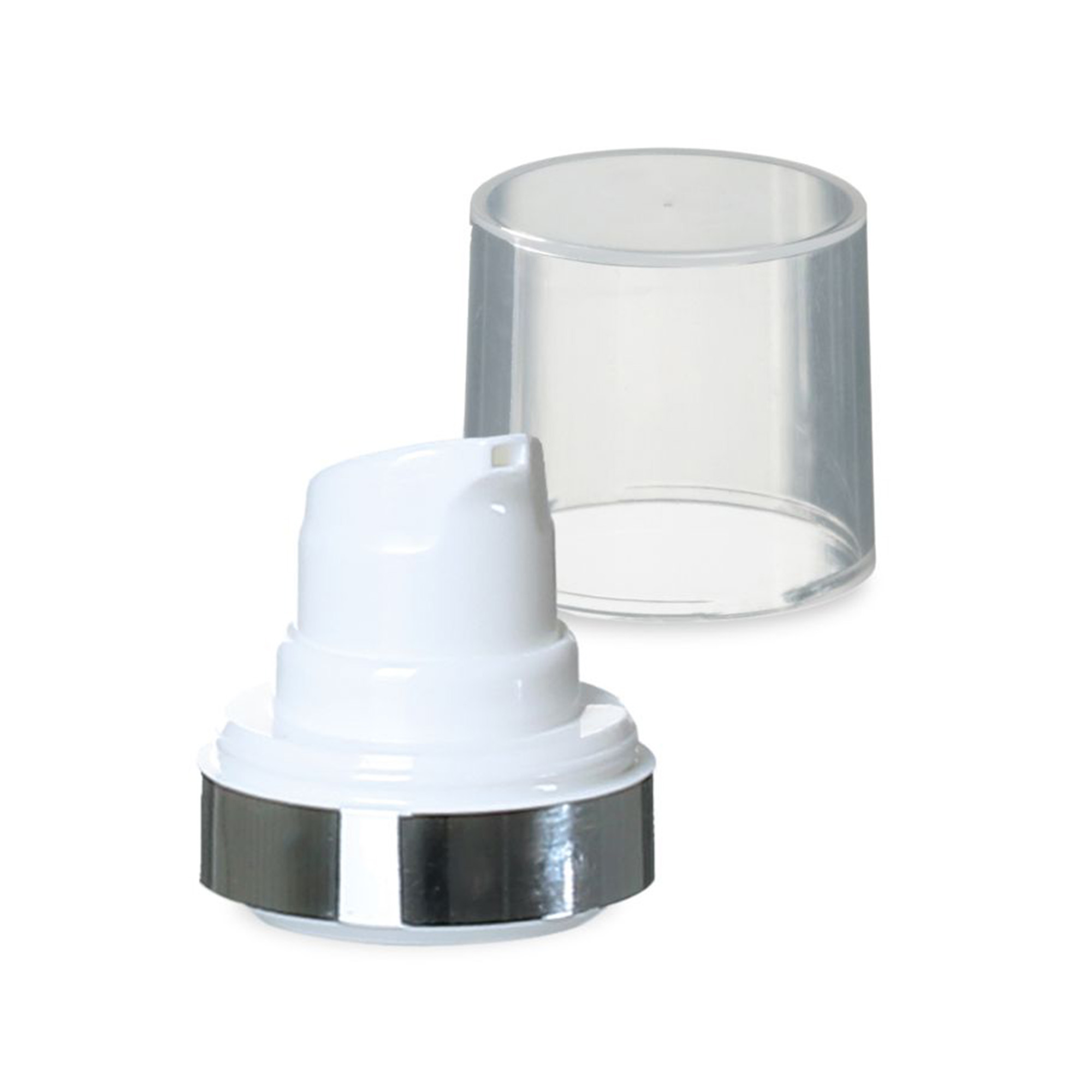 Airless glava Micro srebrni rob + naravne barve, sijoča vtična kapica