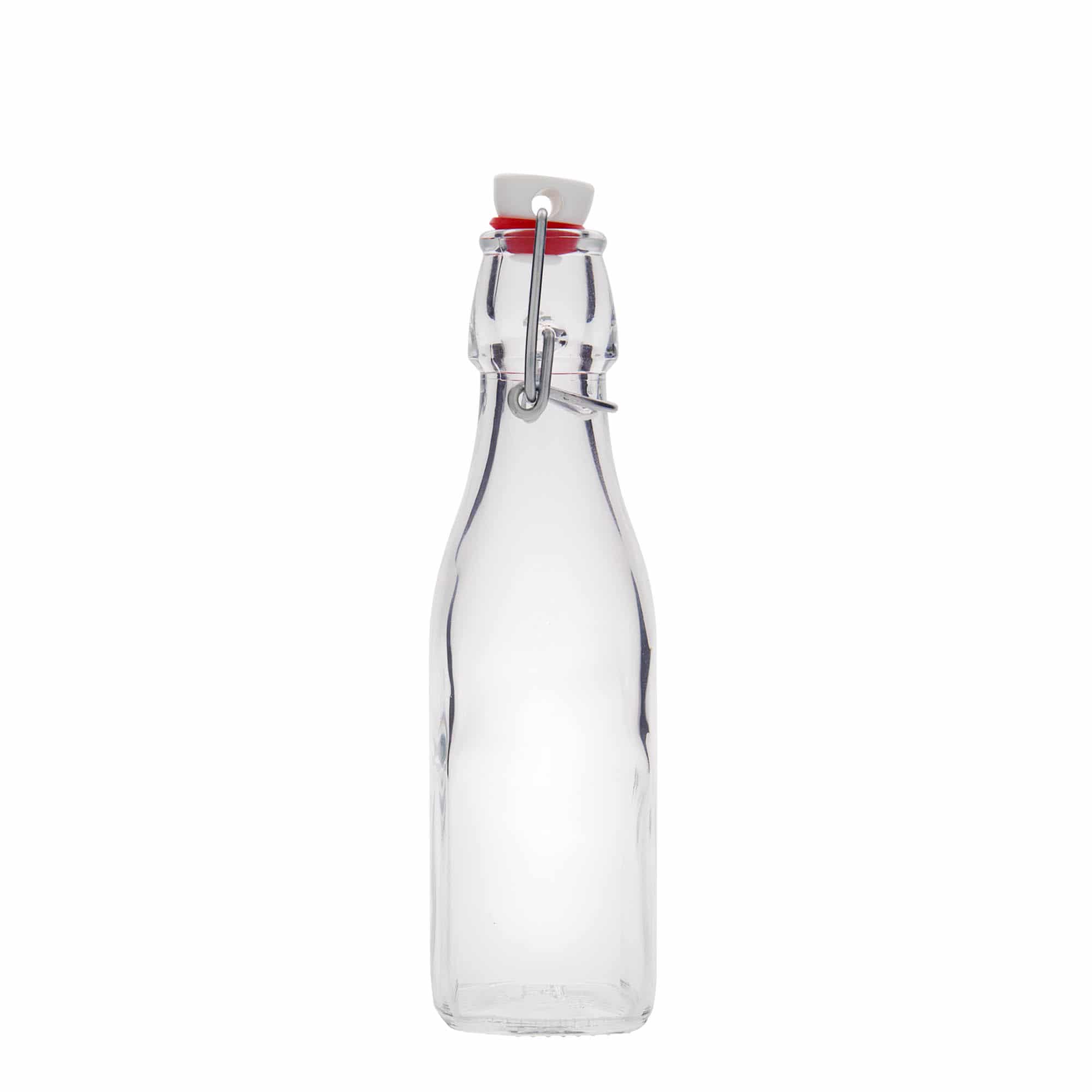 250 ml steklena steklenica »Swing«, kvadratna, ustje: zamašek s tesnilom