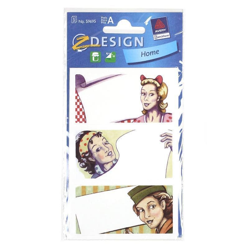 Namenske etikete »Pop Art«, pravokotna, papir, večbarvna Namenske etikete »Pop Art«, pravokotna, papir, večbarvna