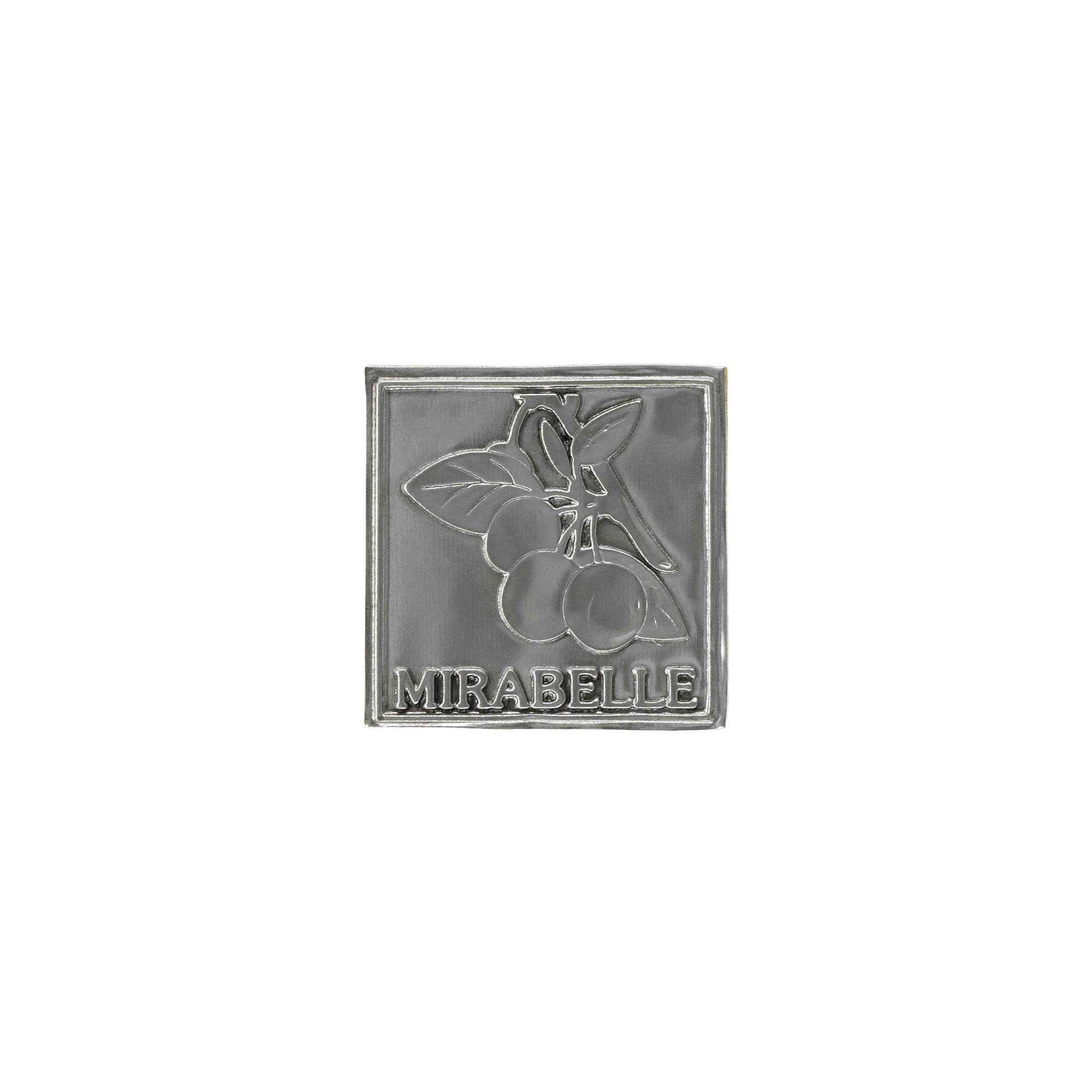 Kositrna etiketa 'Mirabelle', kvadratna, kovinska, srebrna