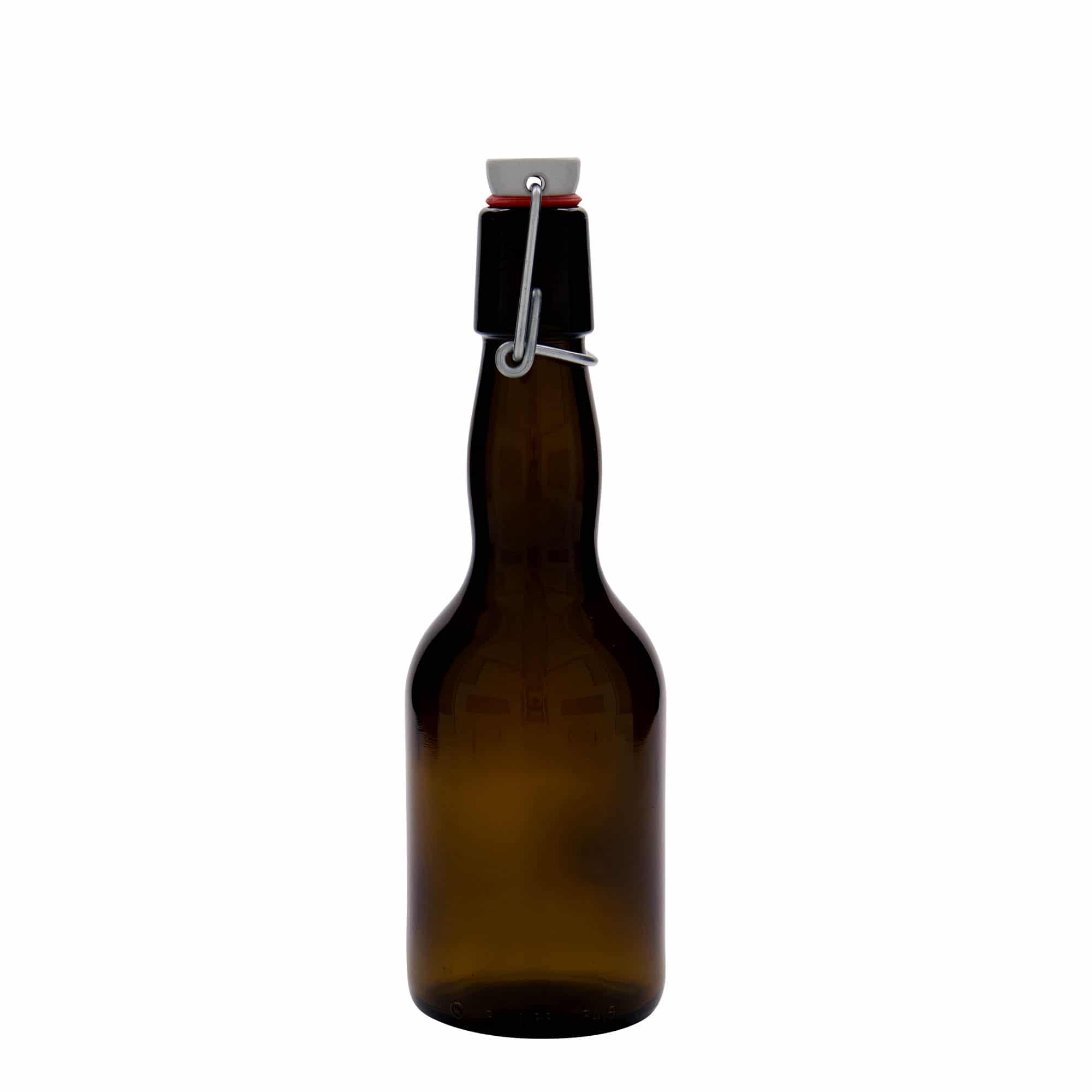 330 ml steklenica za pivo z izbočenim grlom, steklo, rjava, ustje: zamašek s tesnilom
