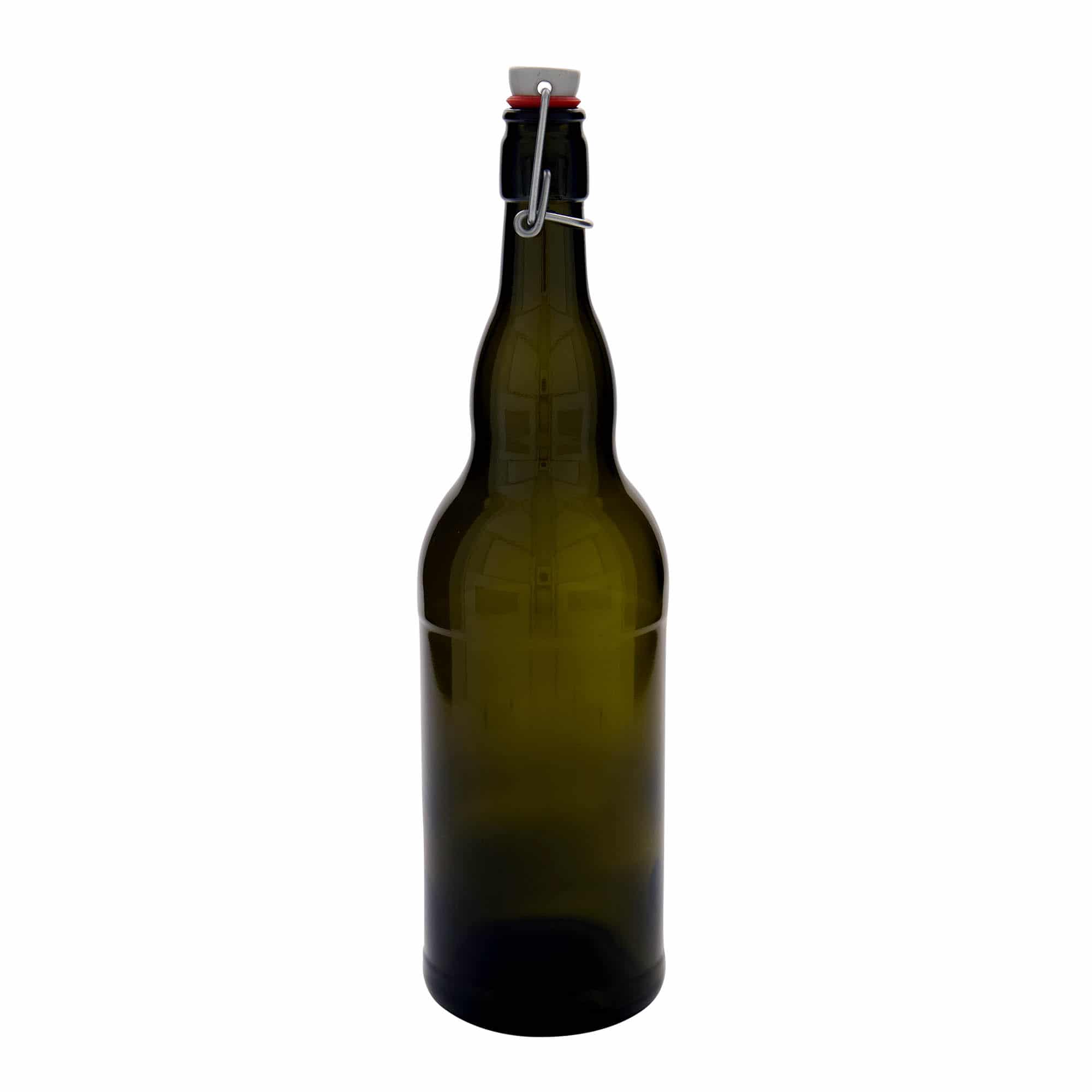 1000 ml steklenica za pivo Belgija, steklo, antično zelena, ustje: zamašek s tesnilom