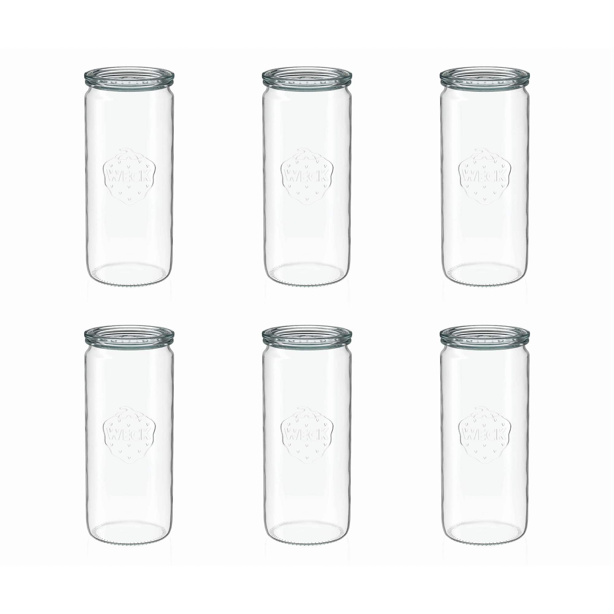 6x 1040 ml WECK-cilindrično steklo s steklenim pokrovom RR 80