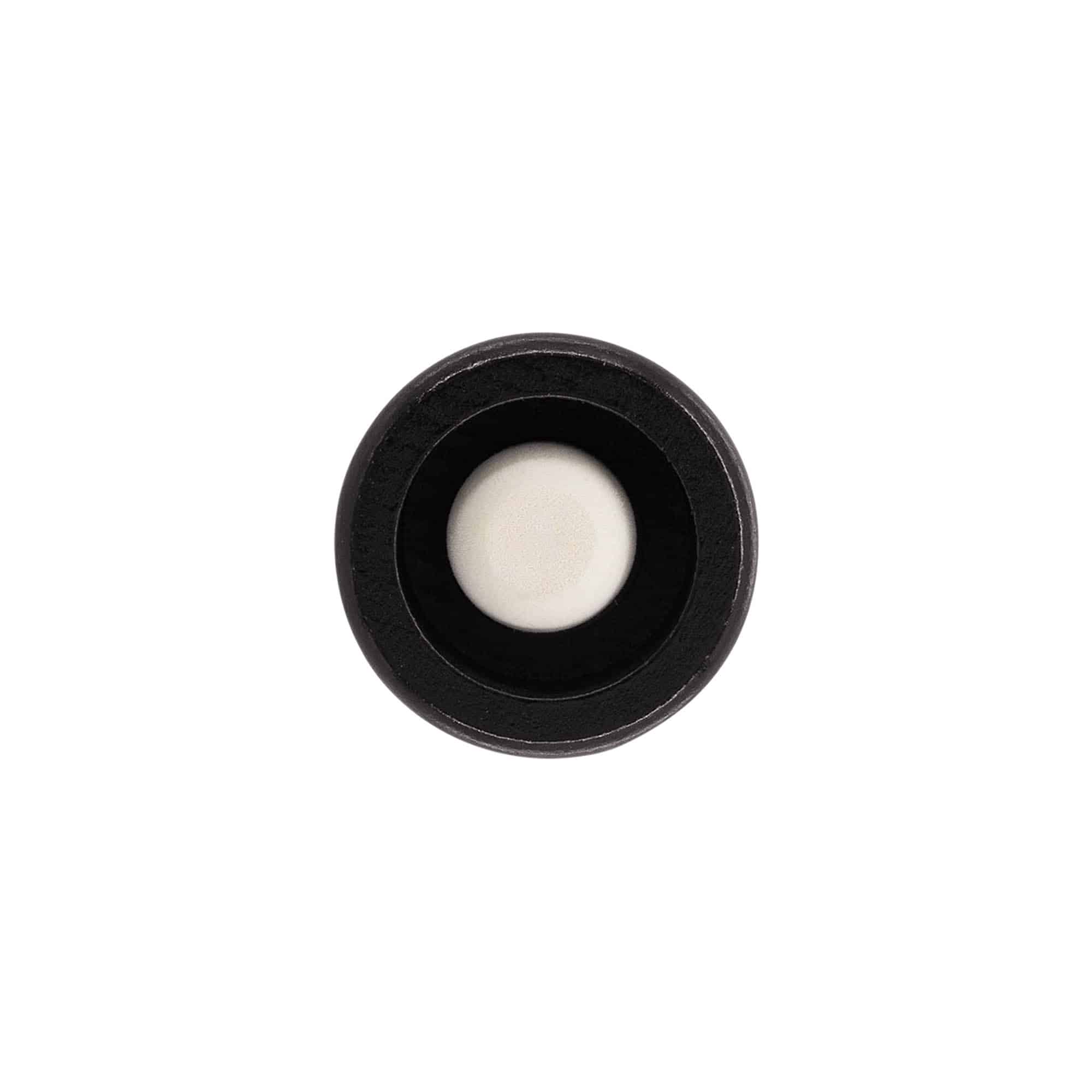 Plutovinasti zamašek z robom 19 mm, les/plastika, črna, za ustje: pluta