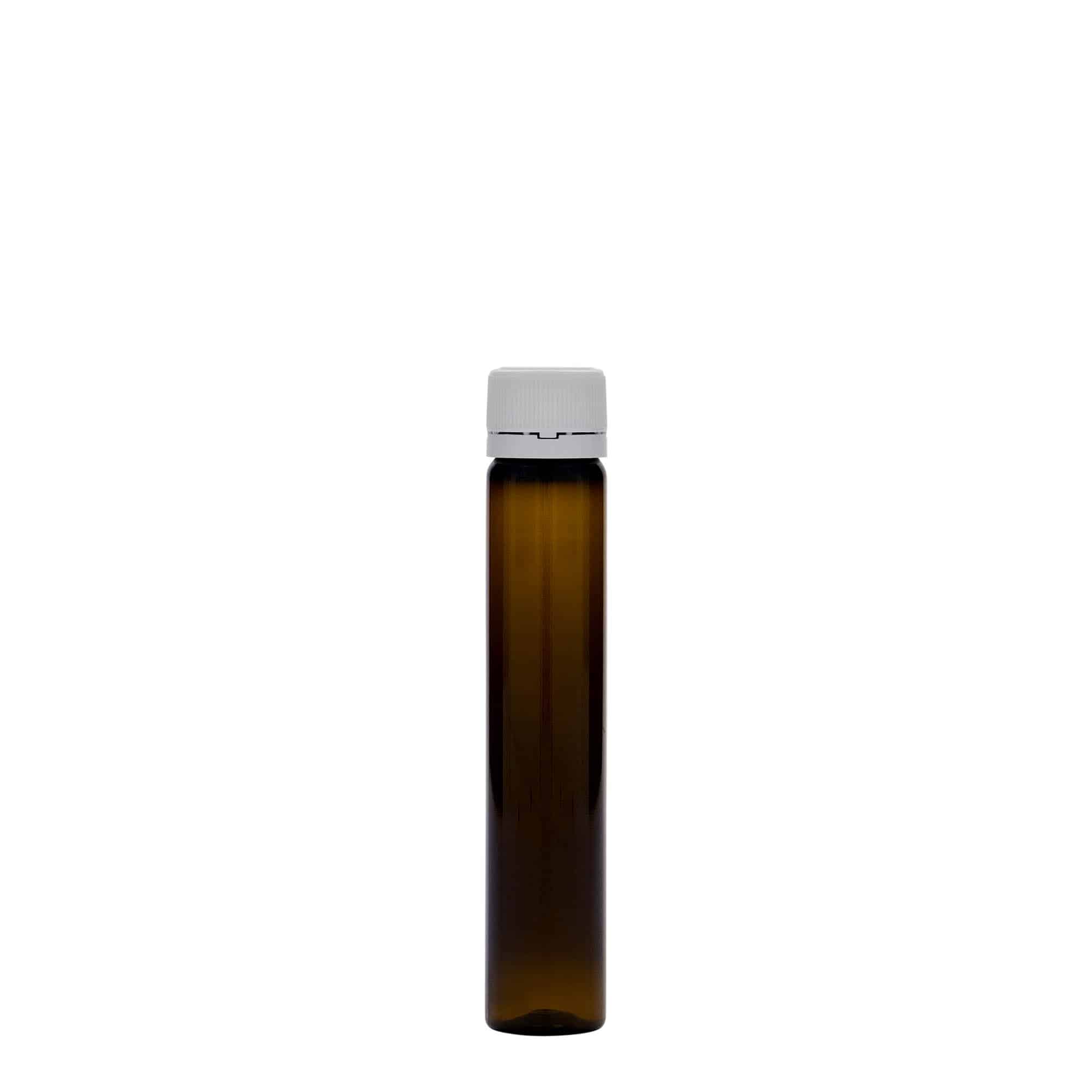 25 ml cevasta steklenička iz plastike PET, plastika, rjava, ustje: navojni zamašek