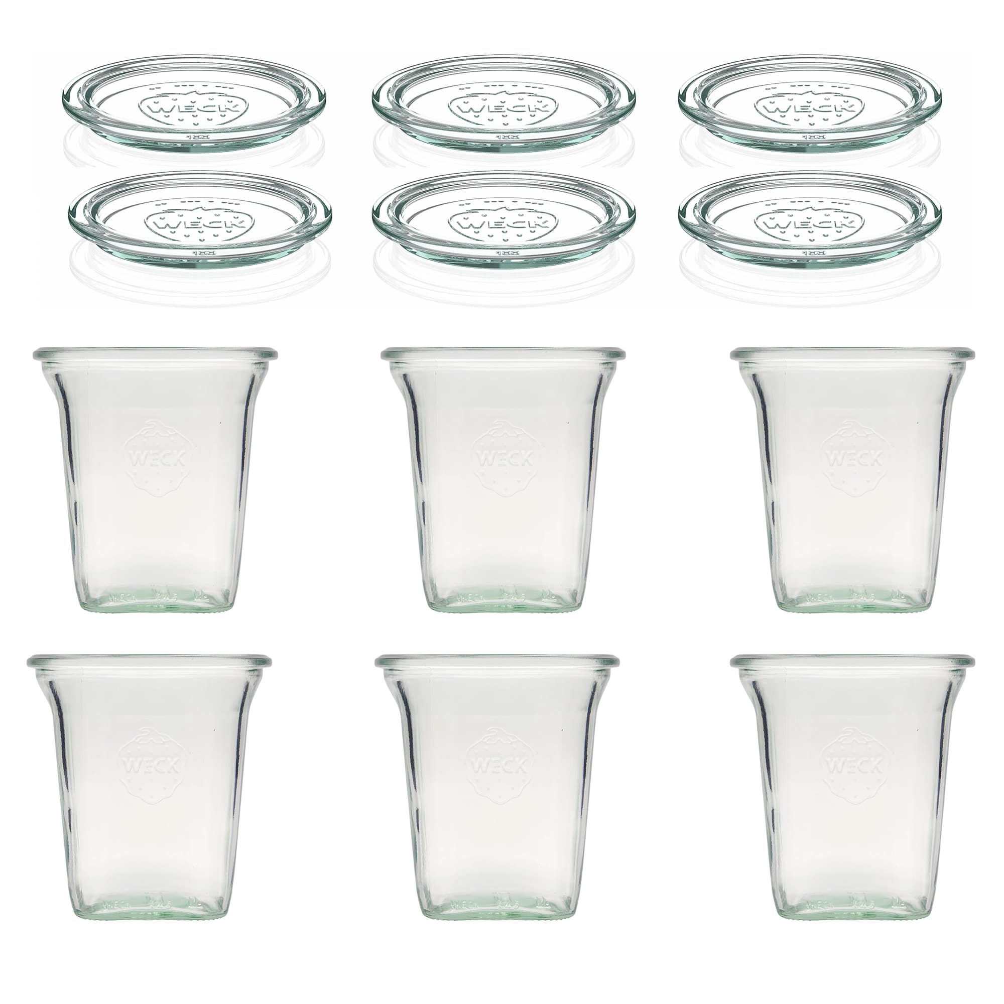 6x 545 ml WECK-Quadrosteklenica s steklenim pokrovom RR 100