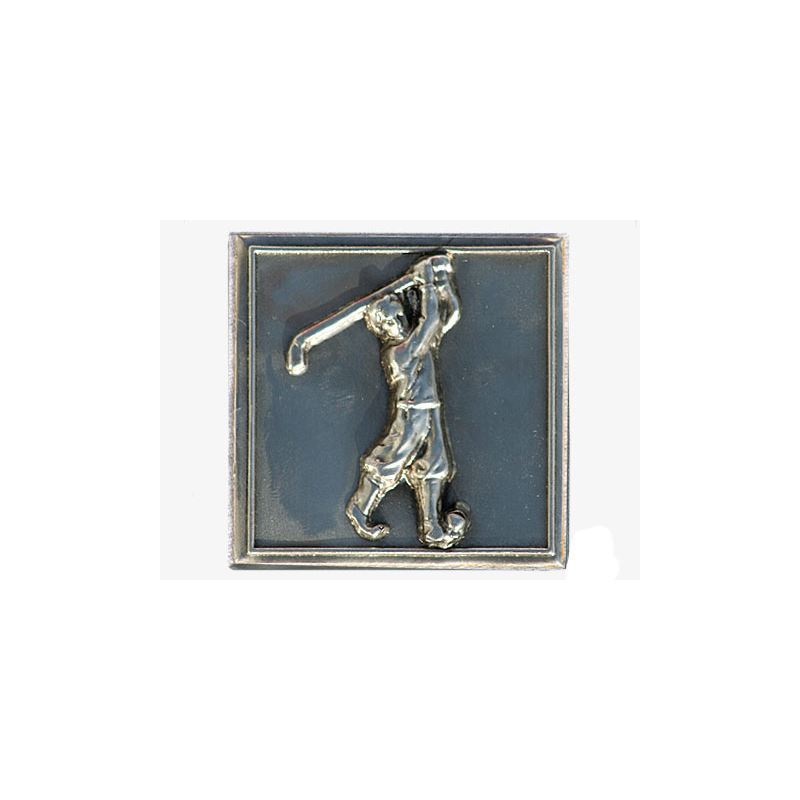 Kositrna etiketa 'Golfer', kvadratna, kovinska, srebrna Kositrna etiketa 'Golfer', kvadratna, kovinska, srebrna