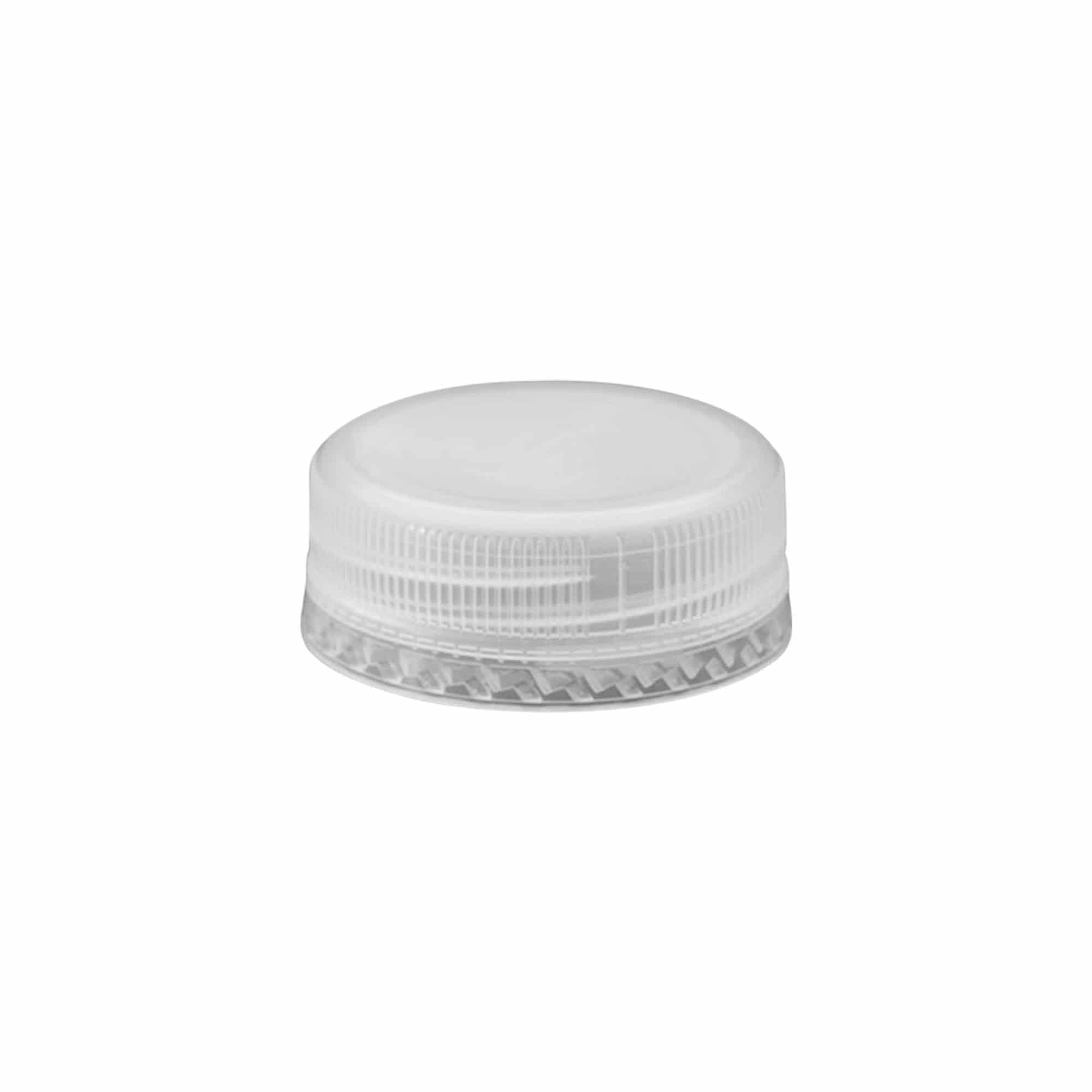 Zavrtni pokrov z dvojnim navojem, PE plastika, bel, za odprtino: PET 38 mm