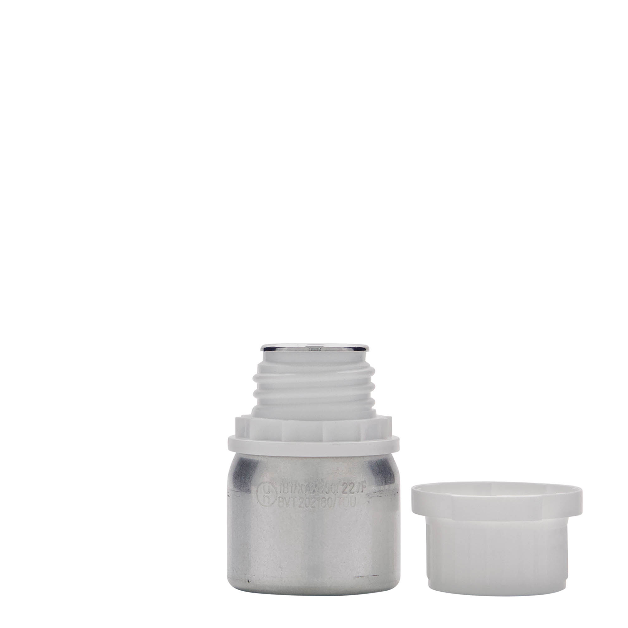 50 ml aluminijasta steklenička, kovina, srebrna, odprtina: DIN 32