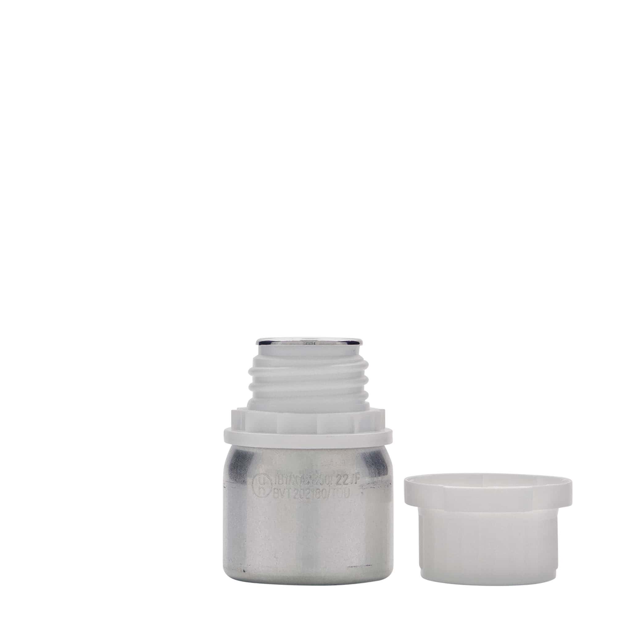 50 ml aluminijasta steklenička, kovina, srebrna, odprtina: DIN 32