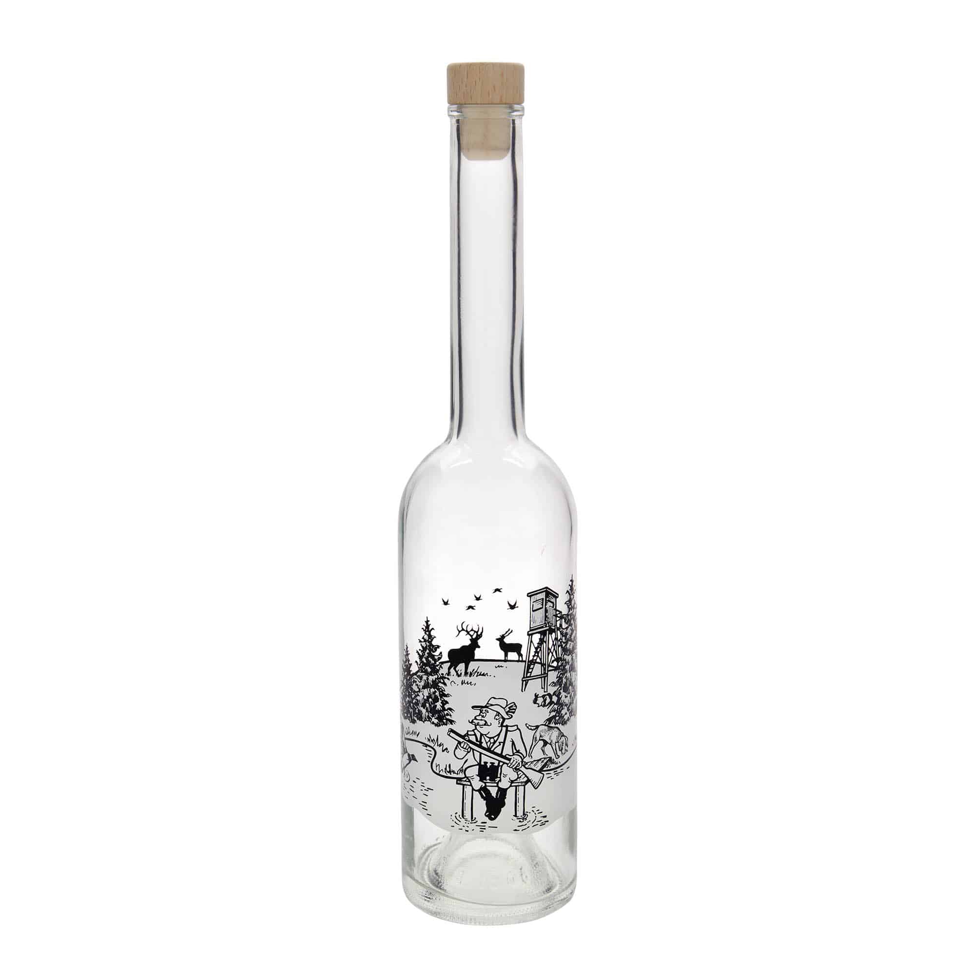 500 ml steklena steklenica »Opera«, motiv: lovec, ustje: pluta