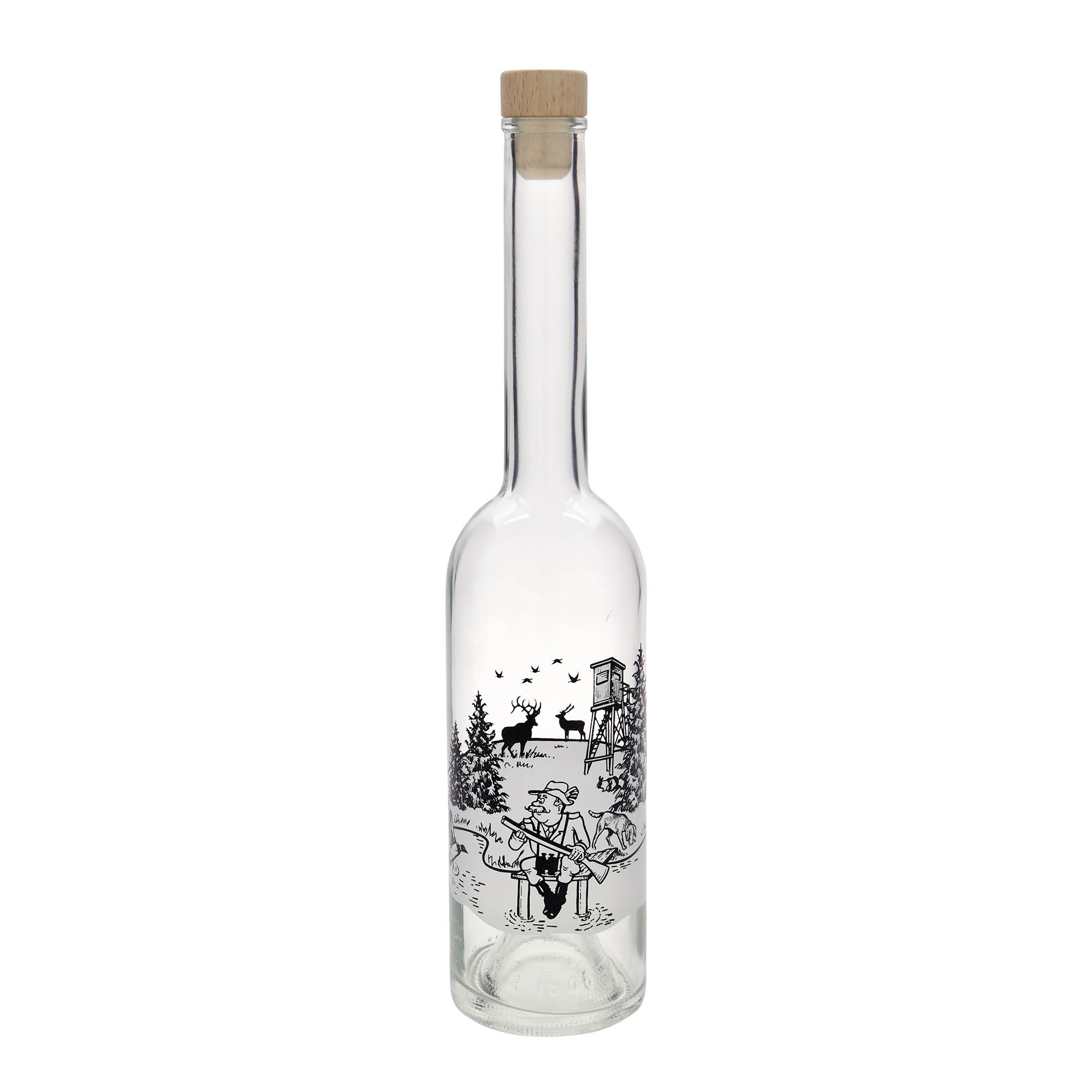 500 ml steklenica iz stekla 'Opera', motiv: Lovec, odprtina: zamašek
