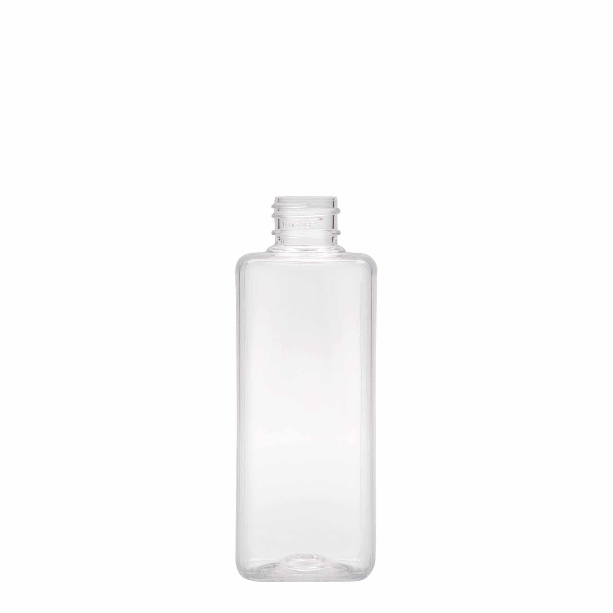 200 ml steklenica iz PET plastike »Karl«, kvadratna, plastika, ustje: GPI 24/410