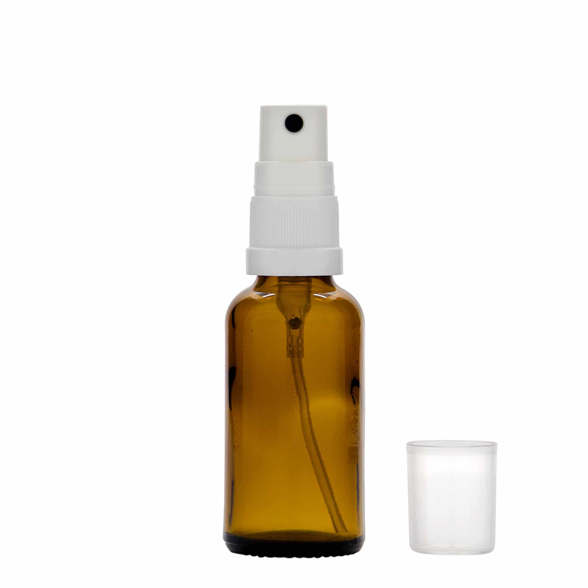 30 ml steklenica z razpršilnikom za zdravila, steklo, rjava, ustje: DIN 18