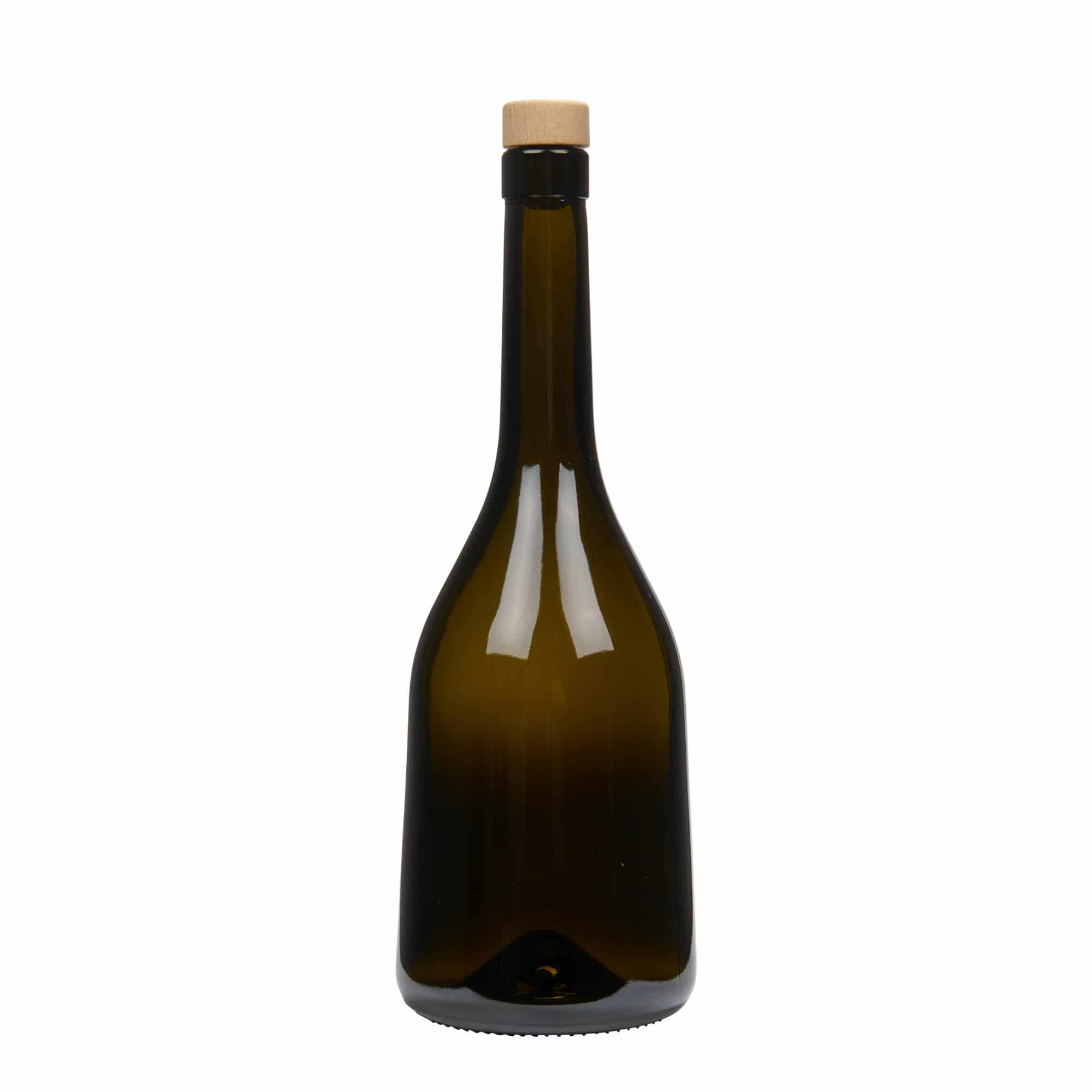 750 ml steklena steklenica »Rustica«, antično zelena, ustje: pluta