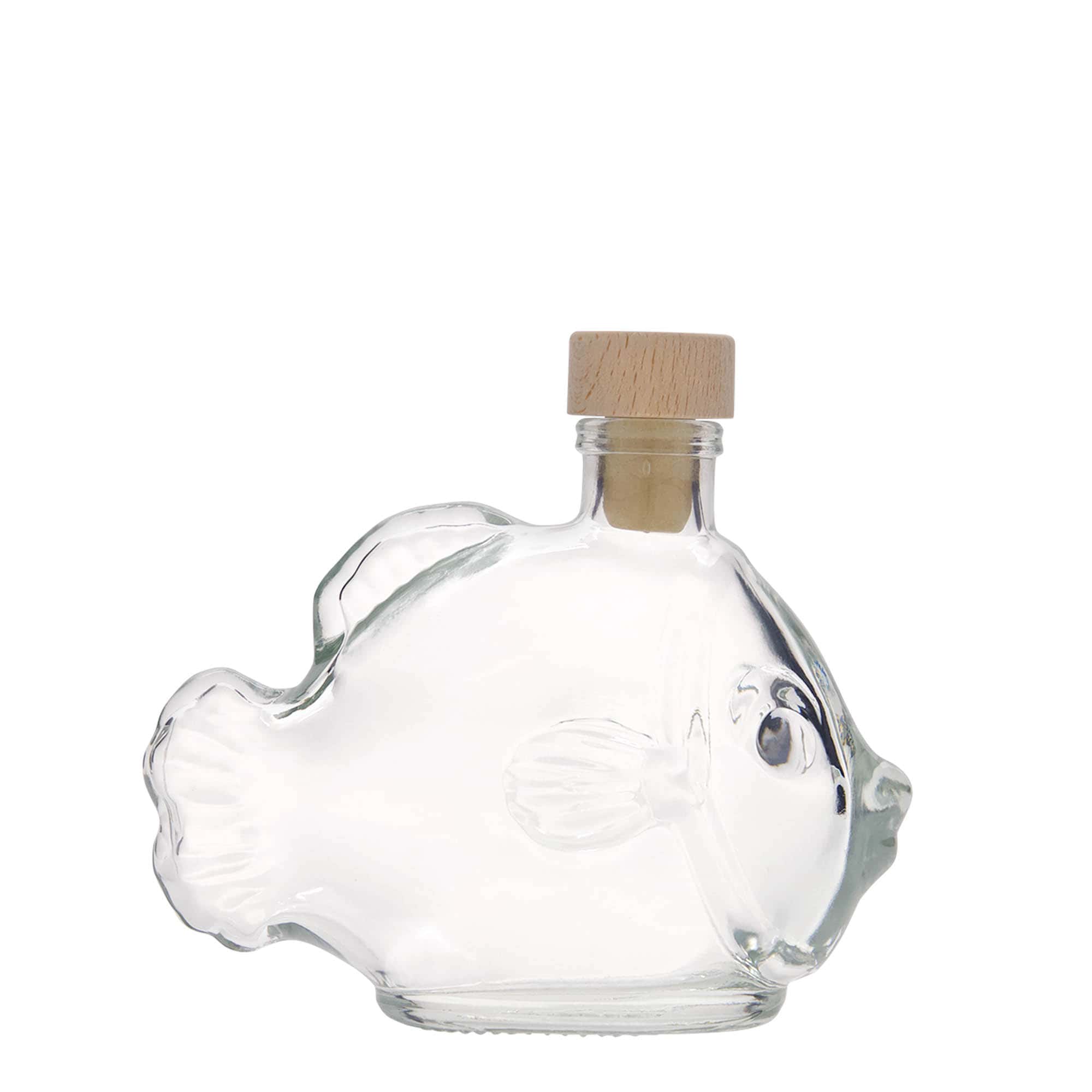 200 ml steklena steklenica »Riba«, ustje: pluta