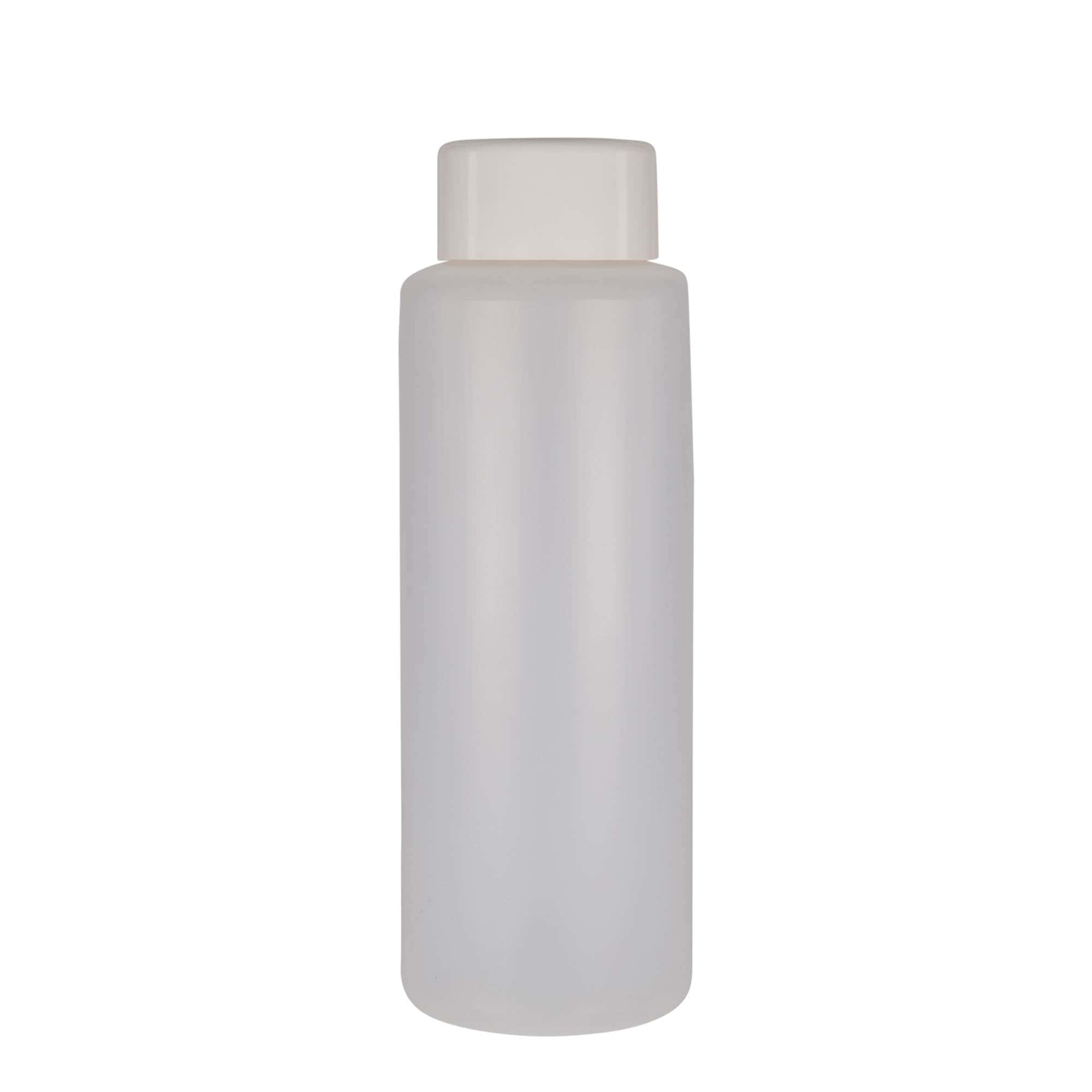 1000 ml okrogla steklenica, plastika PE, naravna, ustje: navojni zamašek