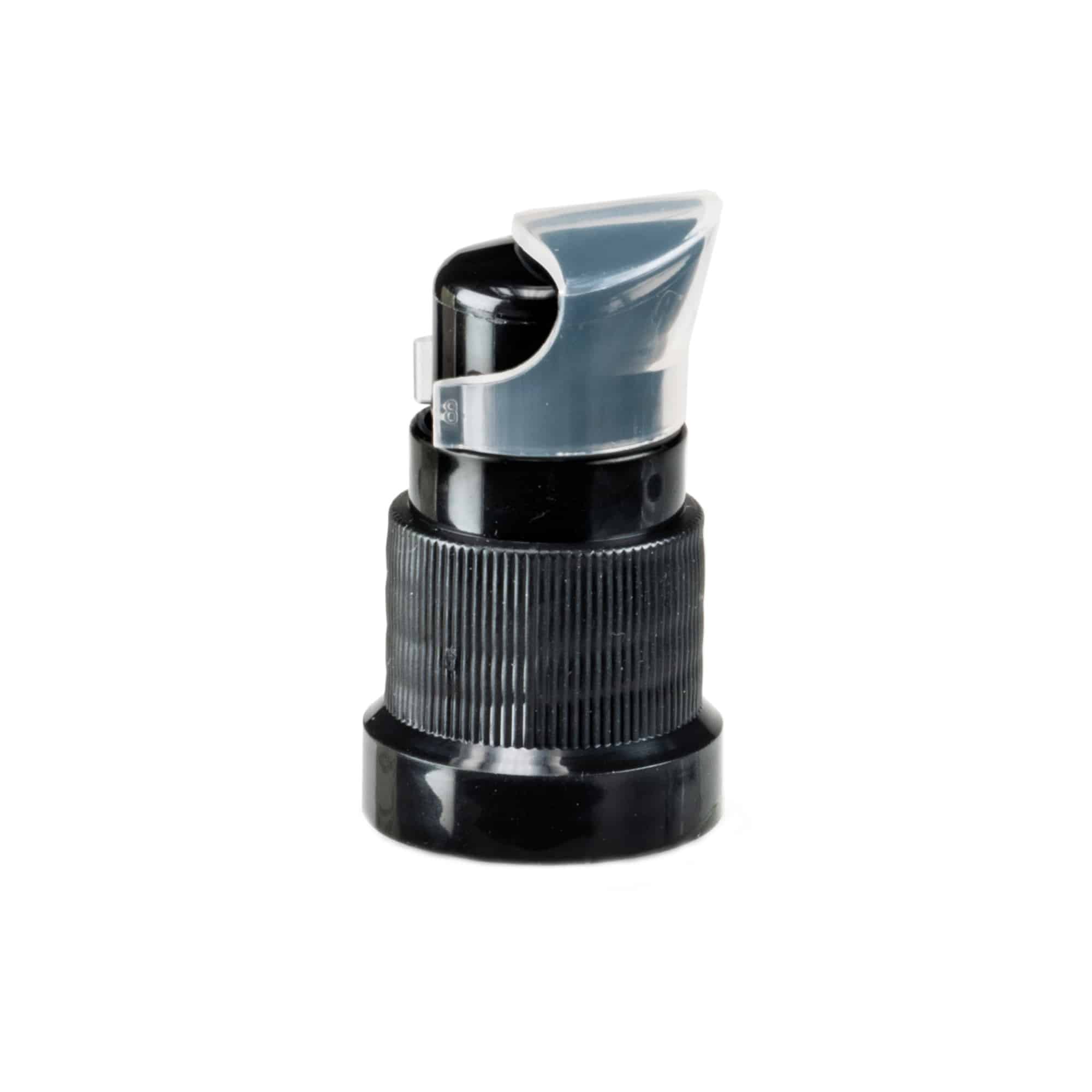 Zapenjalni pokrovček s črpalko za losjon, PP-plastika, črna, za odprtino: DIN 18