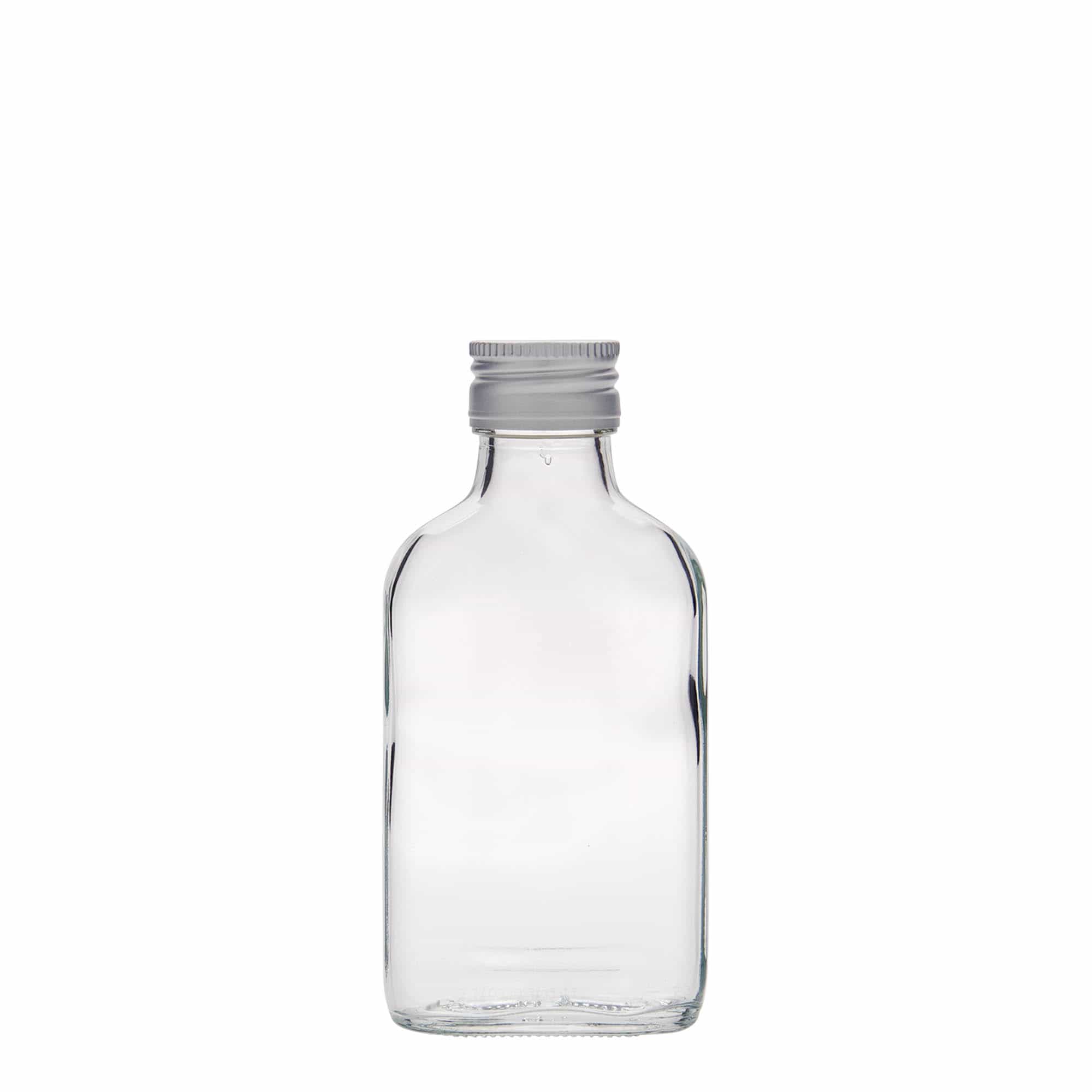 100 ml žepna steklenica, pravokotna, steklo, ustje: PP 28