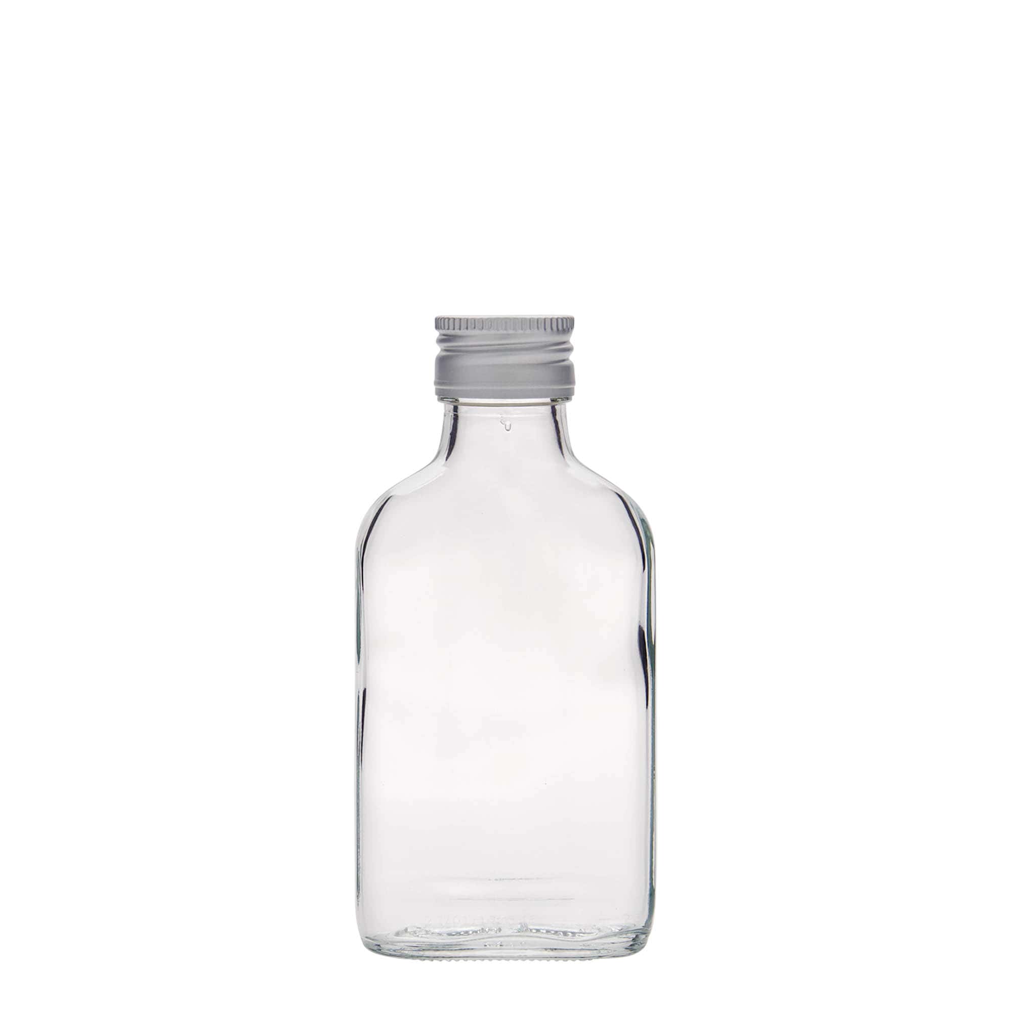 100 ml žepna steklenička, pravokotna, steklo, odprtina: PP 28