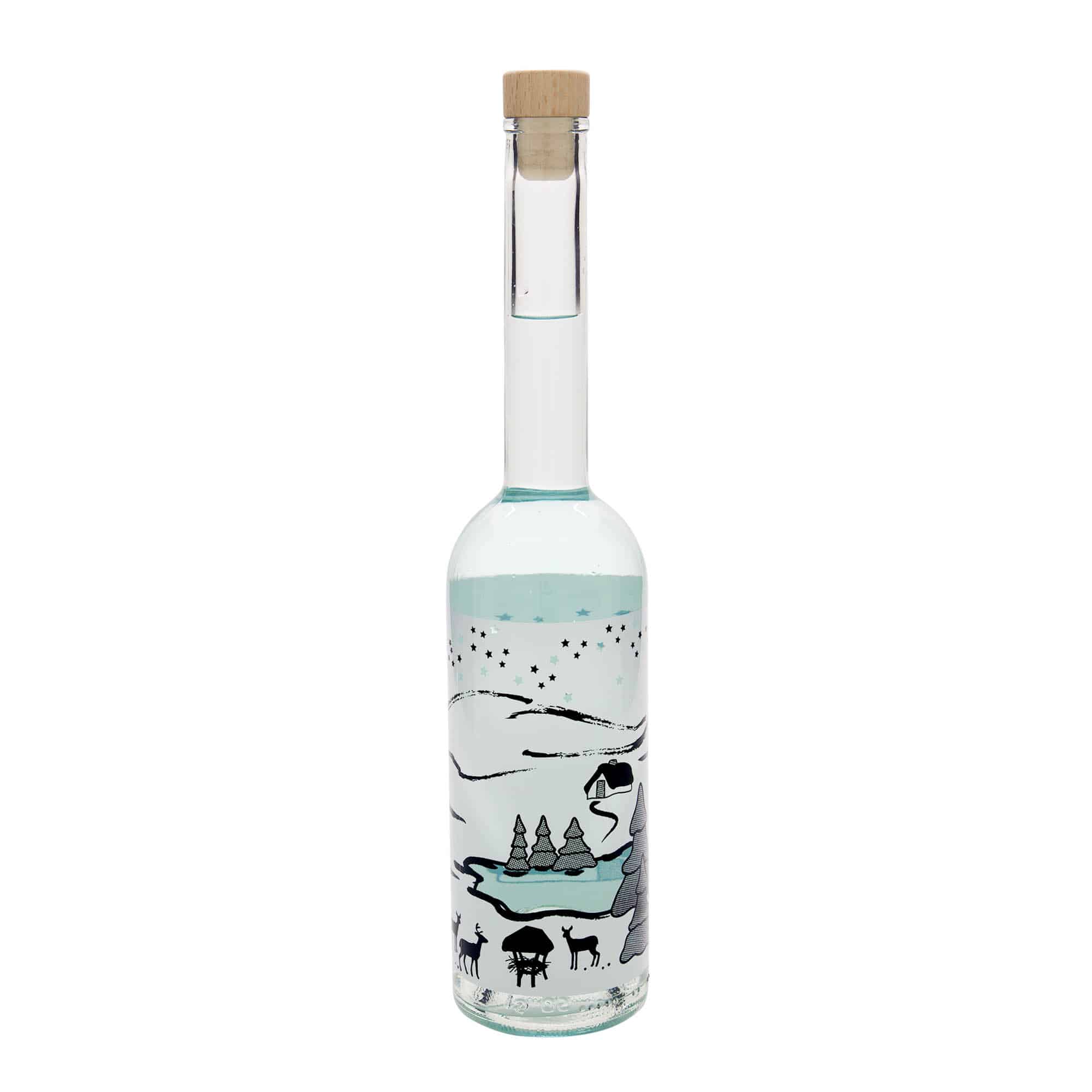 500 ml steklena steklenica »Opera«, motiv: zimska pravljica Bianco, ustje: pluta