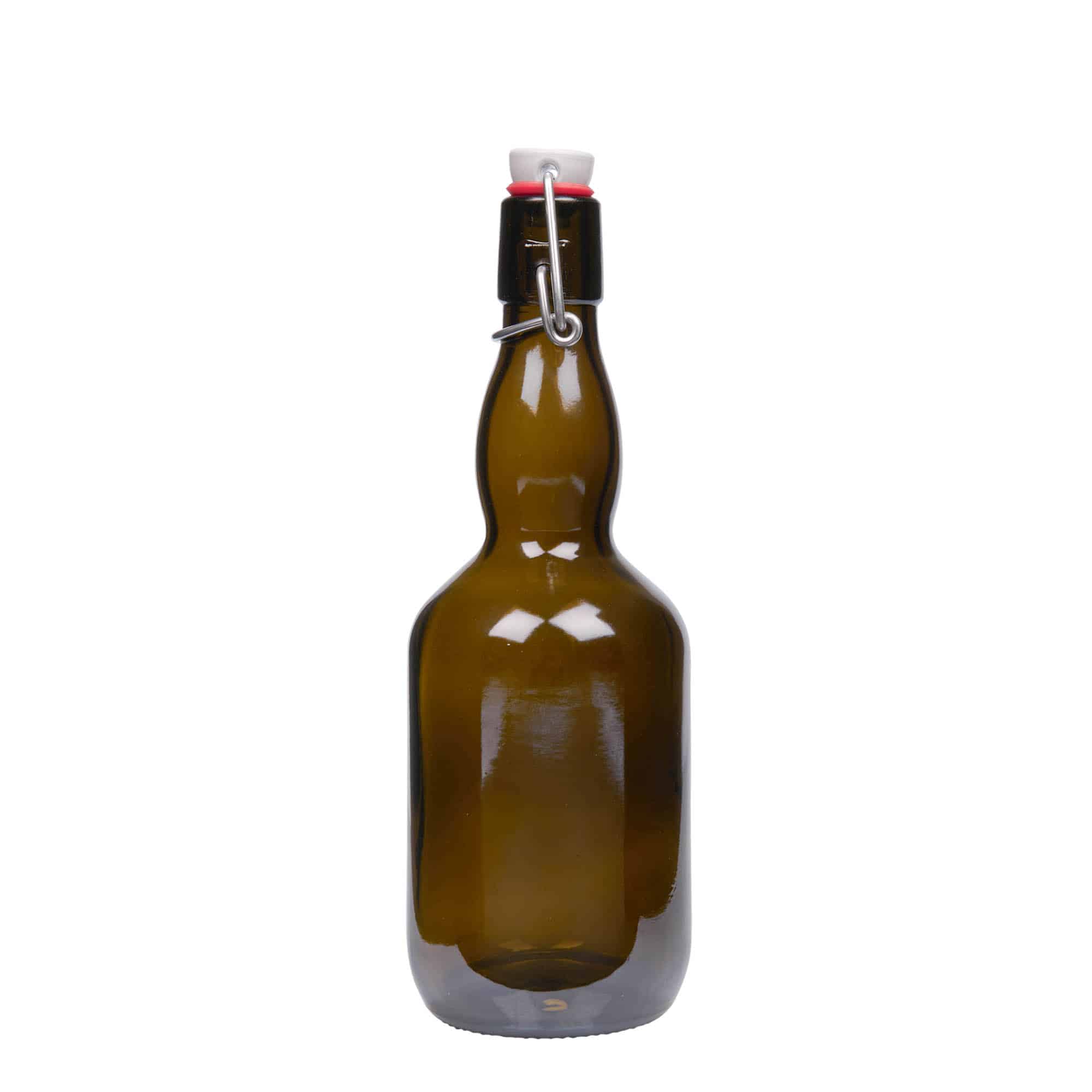 500 ml steklenica za pivo z izbočenim grlom, steklo, antično zelena, ustje: zamašek s tesnilom