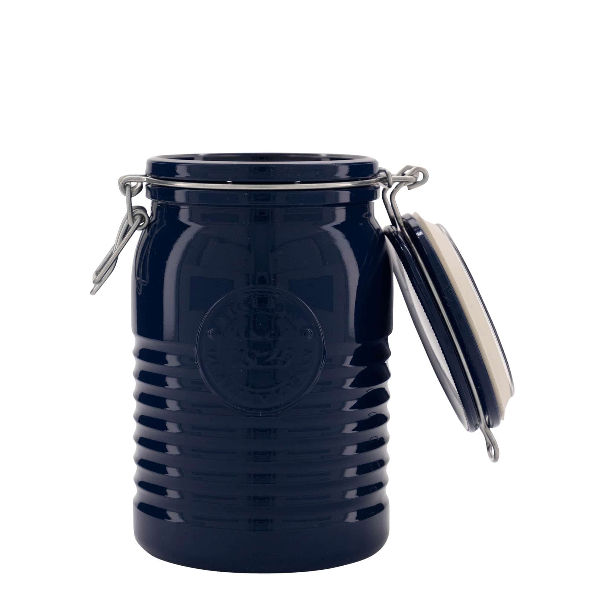 1000 ml kozarec s patentom »Officina 1825«, modra, ustje: zamašek s tesnilom s patentom