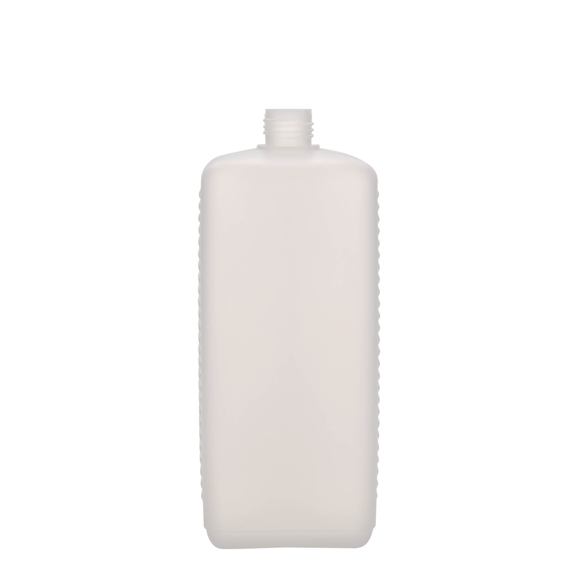 1.000 ml kanister steklenica, pravokotna, HDPE-plastika, naravna, odprtina: DIN 25 EPE