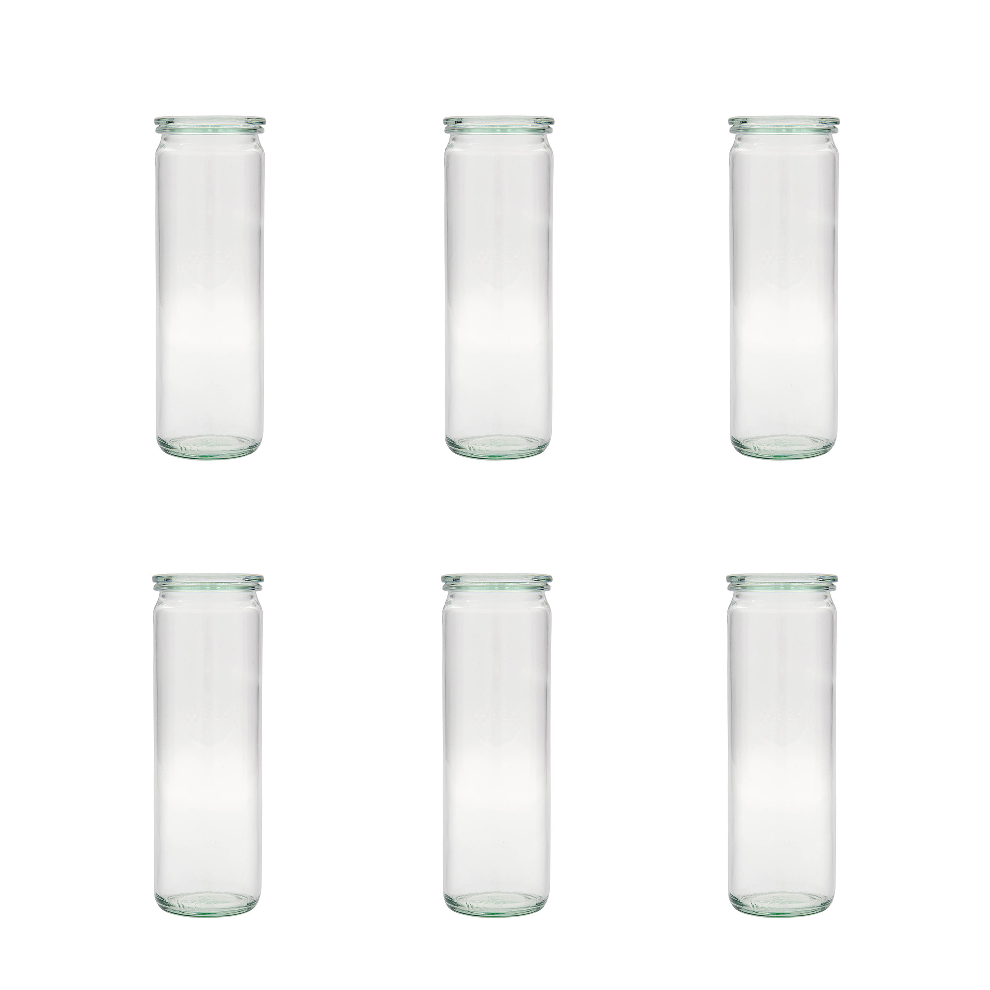 6x 600 ml WECK-cilindrično steklo s steklenim pokrovom RR 60