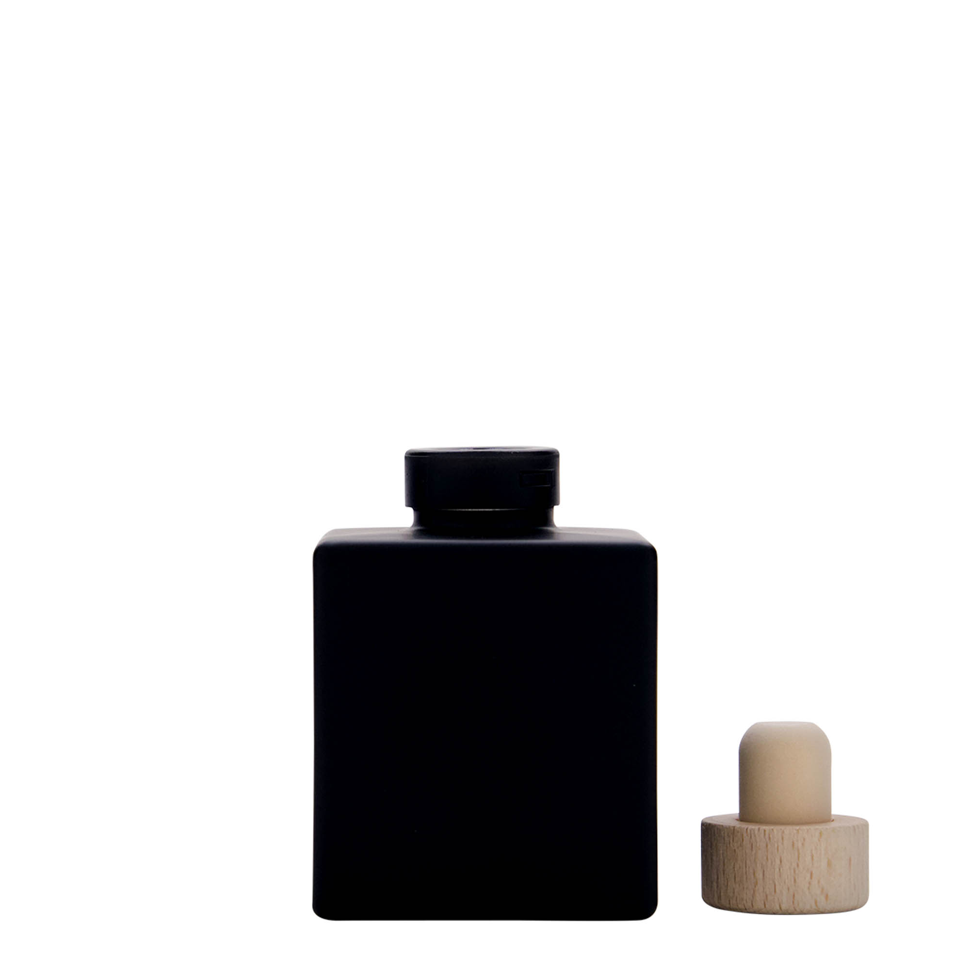 100 ml steklenička 'Cube', kvadratna, črna, odprtina: pluta