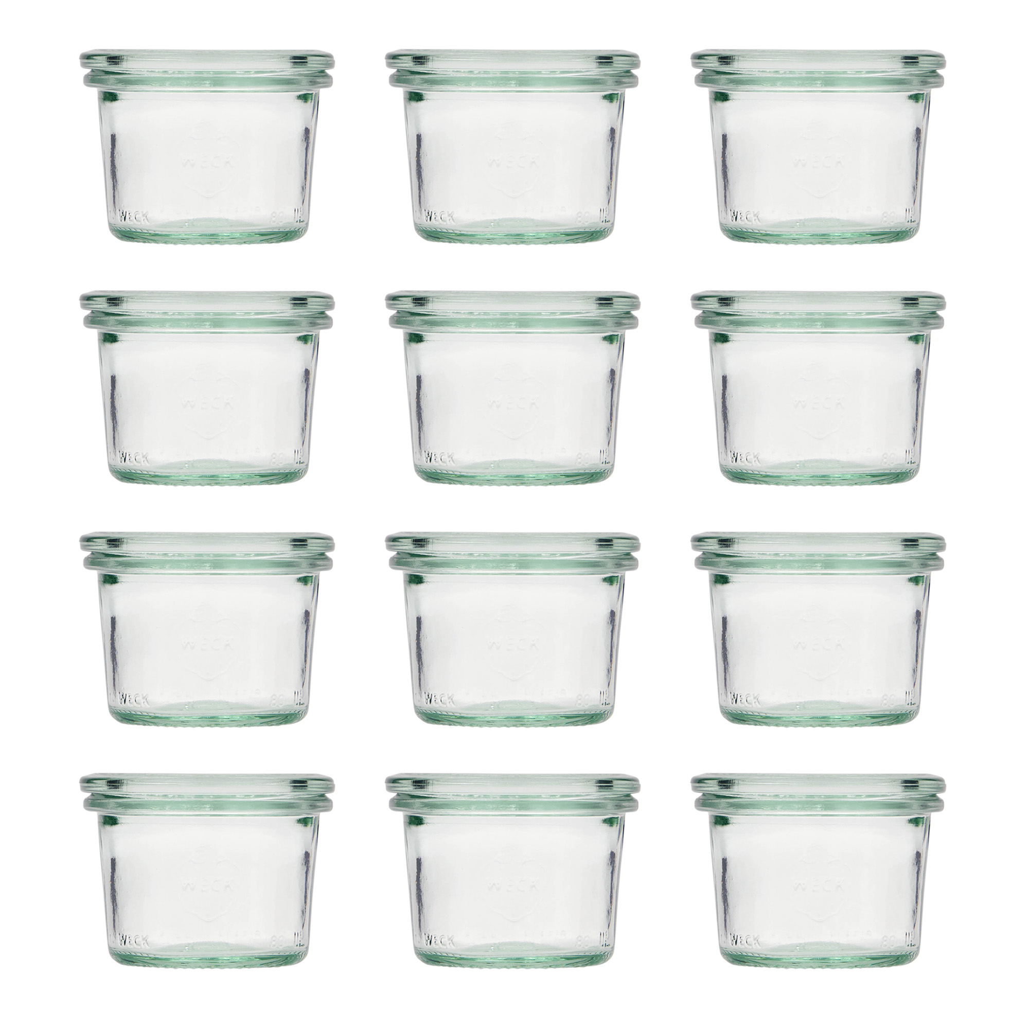 12x 80 ml WECK kozarec za vlaganje s steklenim pokrovom RR 60