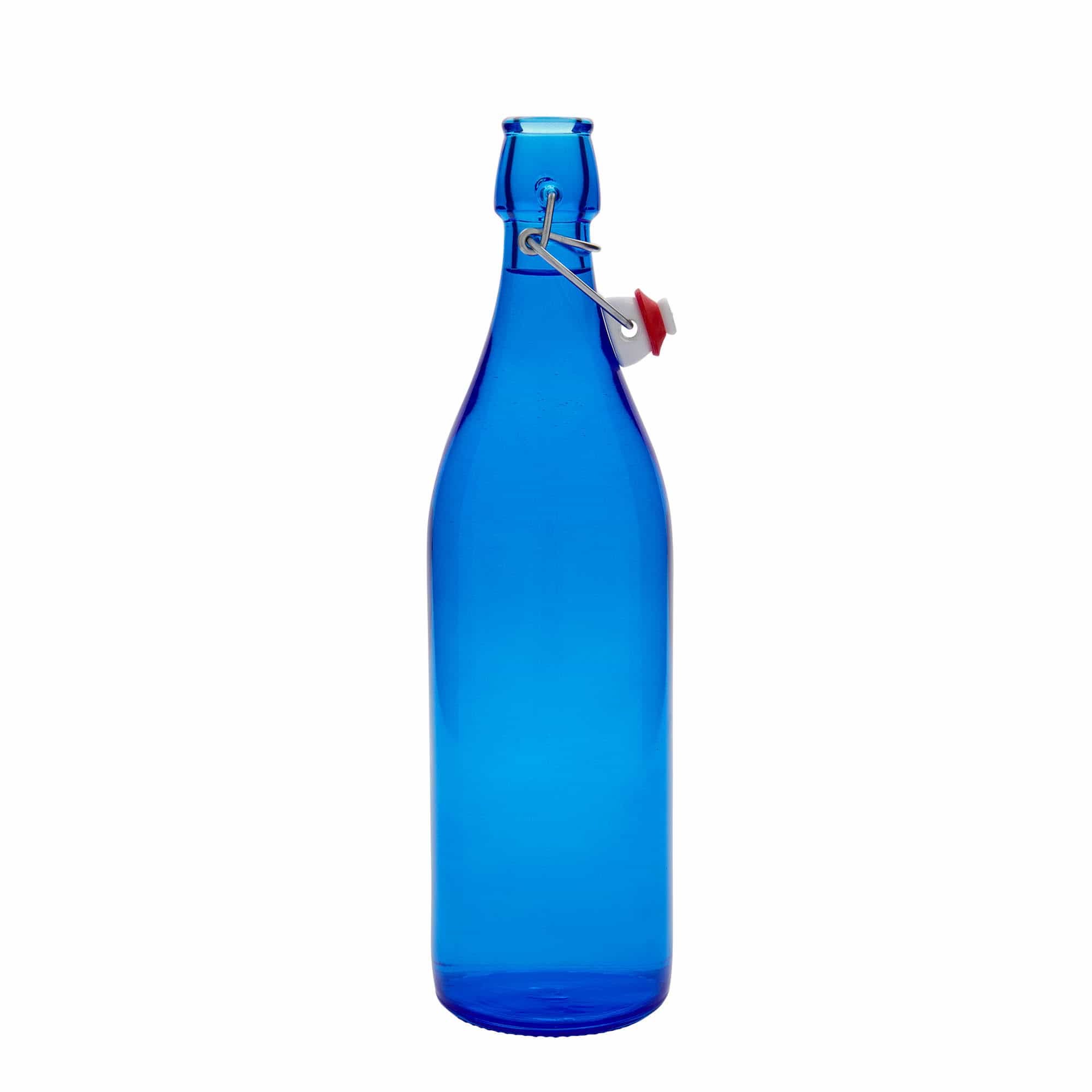 1000 ml steklena steklenica »Giara«, modra, ustje: zamašek s tesnilom