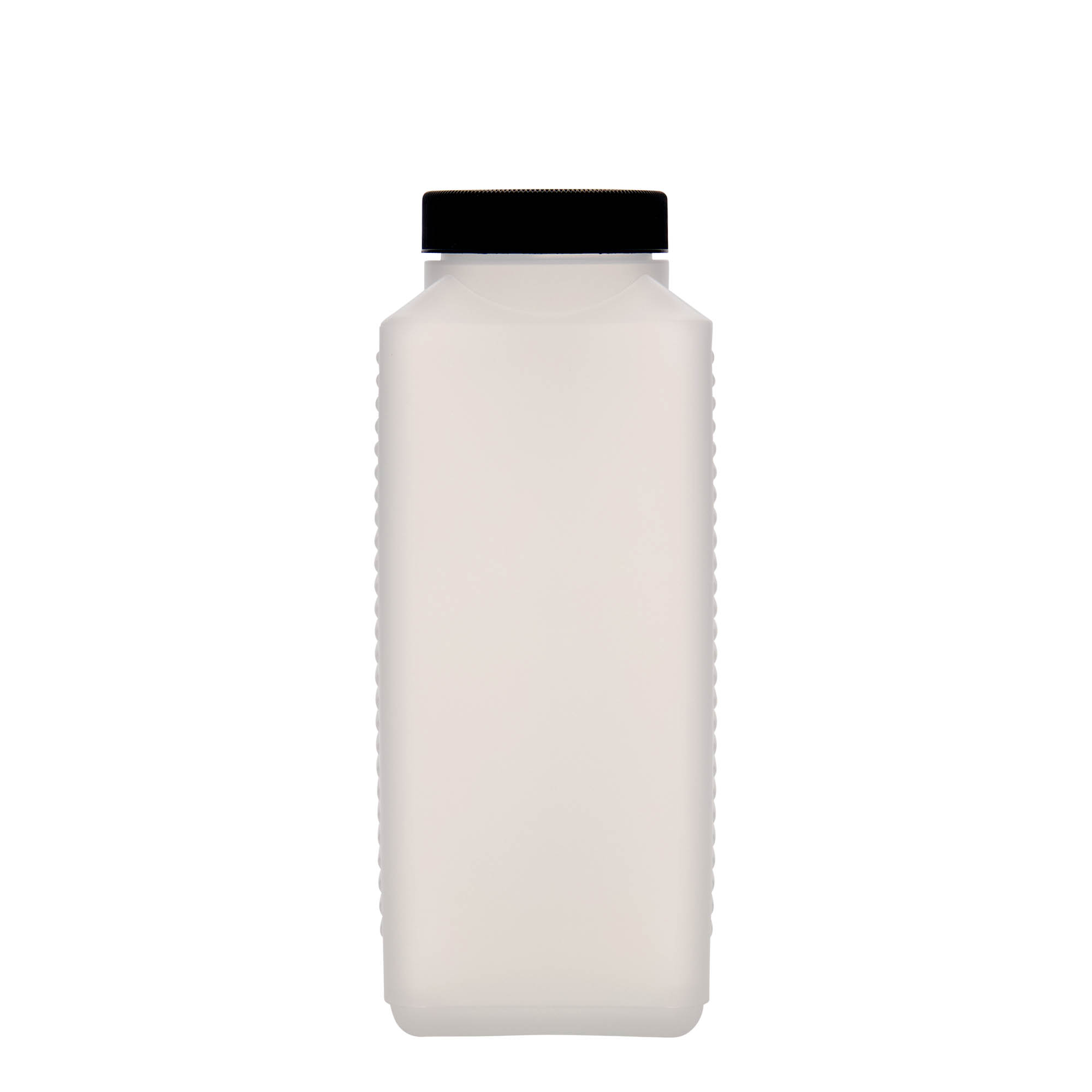 1.000 ml steklenica z širokim vratom, pravokotna, HDPE-plastika, naravna, odprtina: DIN 60 EPE