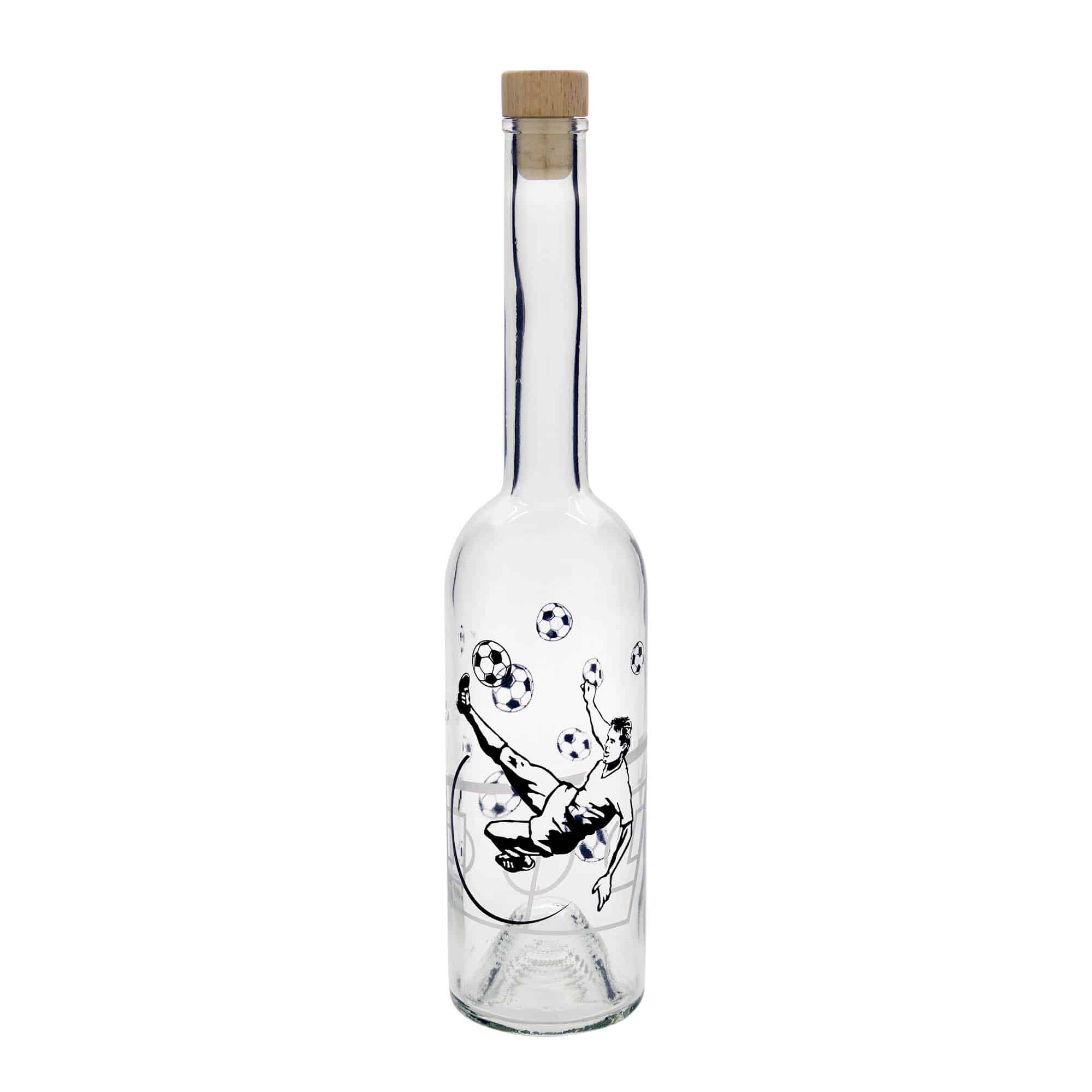 500 ml steklena steklenica »Opera«, motiv: nogometaš, ustje: pluta