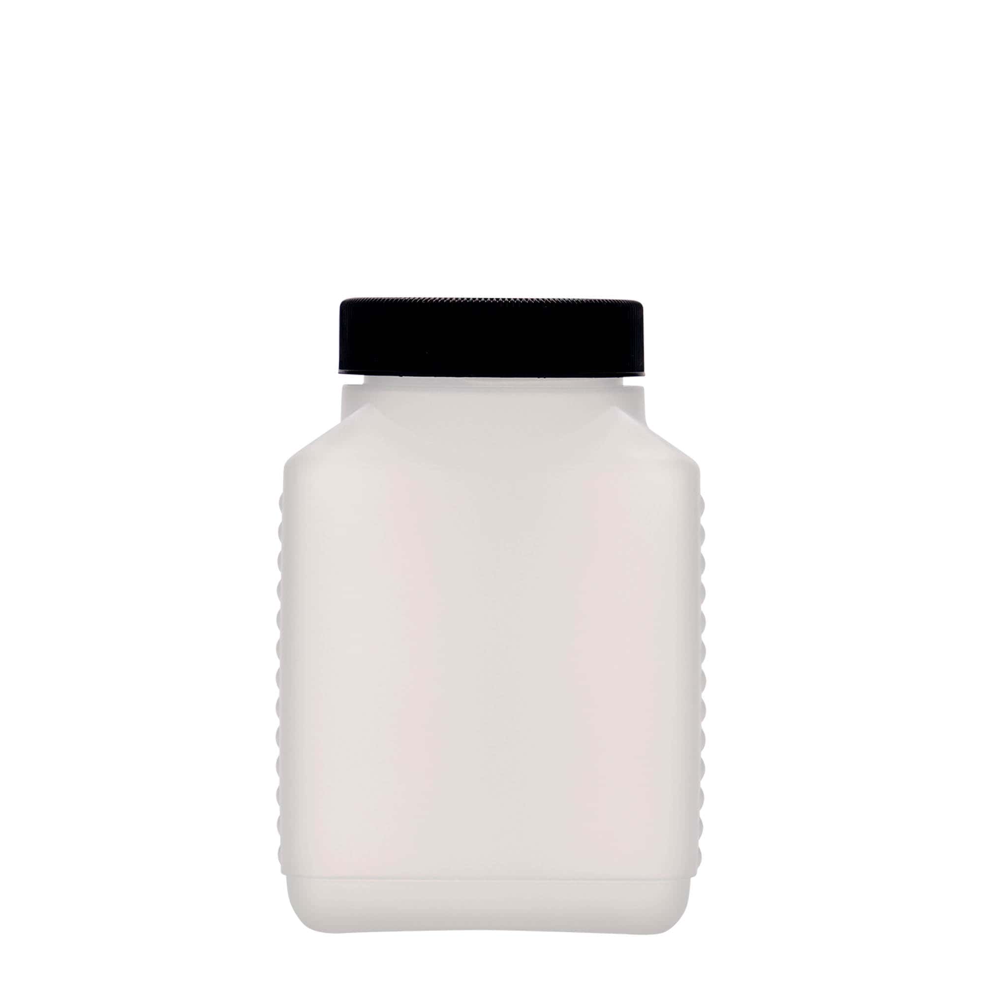 500 ml steklenica z širokim vratom, pravokotna, HDPE-plastika, naravna, odprtina: DIN 60 EPE