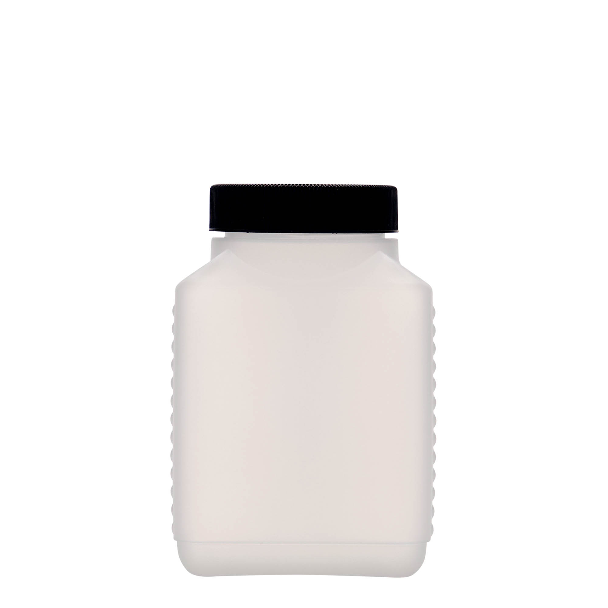 500 ml steklenica z širokim vratom, pravokotna, HDPE-plastika, naravna, odprtina: DIN 60 EPE