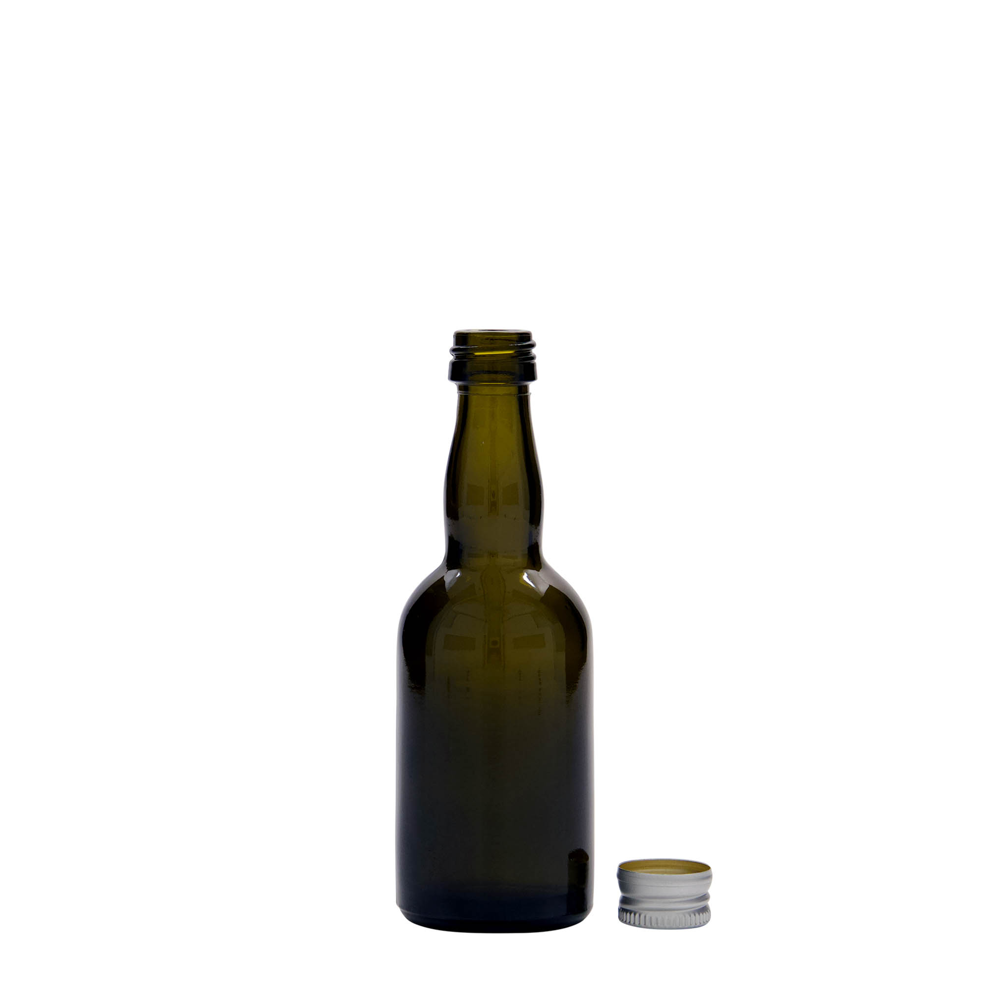 50 ml steklenička 'Proba', starozelena, odprtina: PP 18 50 ml steklenička 'Proba', starozelena, odprtina: PP 18