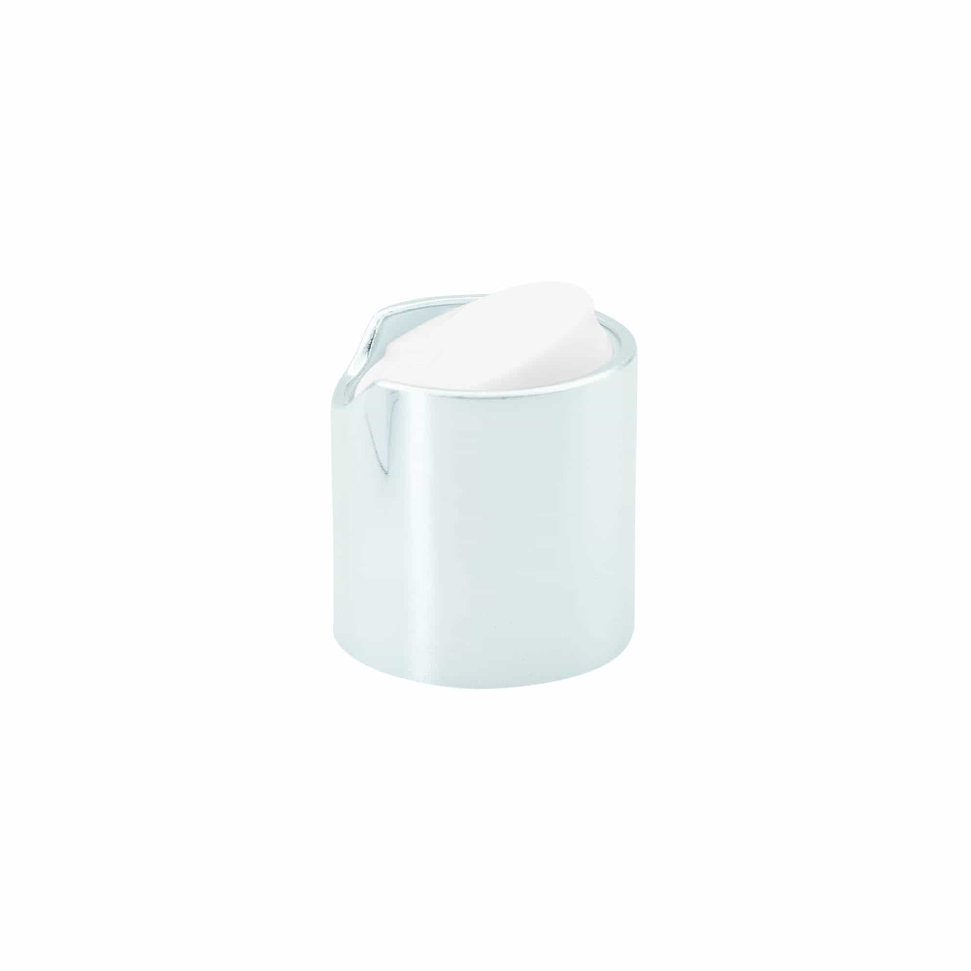 Navojni pokrovček Disc Top, PP-plastika, srebrne barve, za odprtino: 24/410